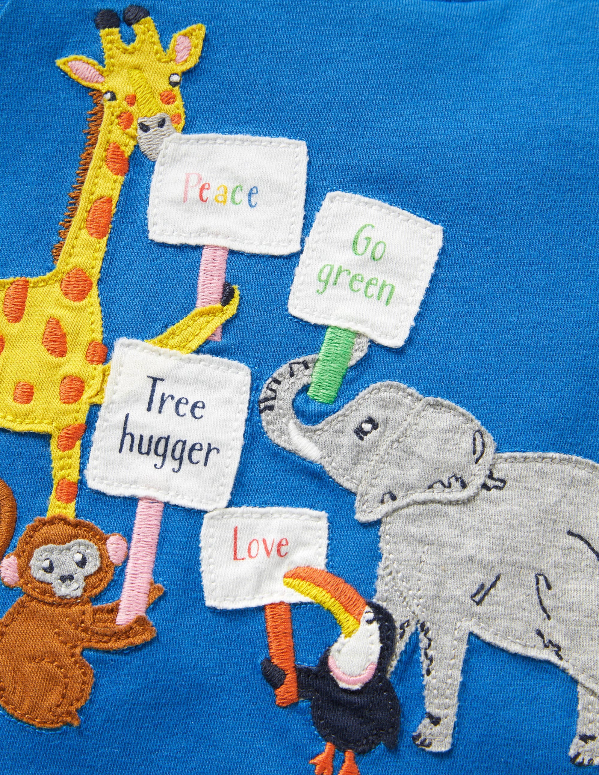 Appliqué Jersey T-shirt-Bright Marina Jungle Activists - Image 3