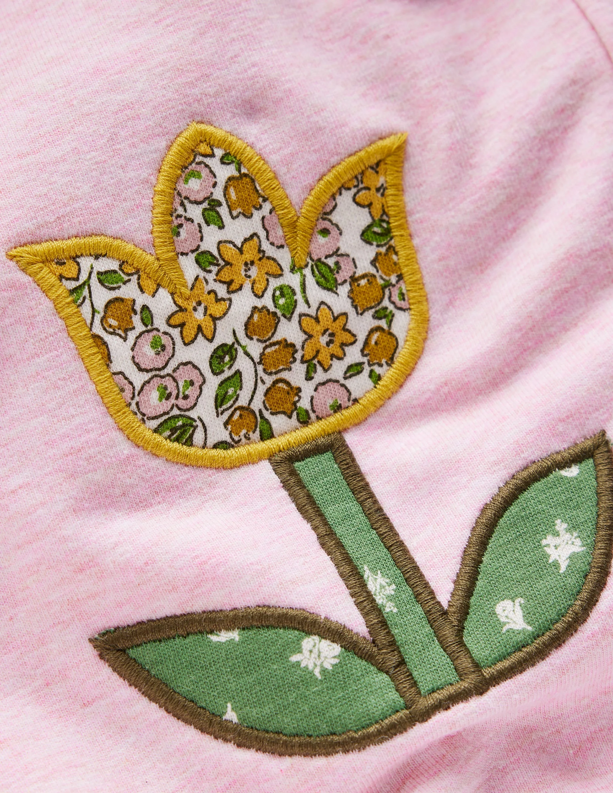 Appliqué Sweatshirt Set-Pink Floral Patchwork - Image 3
