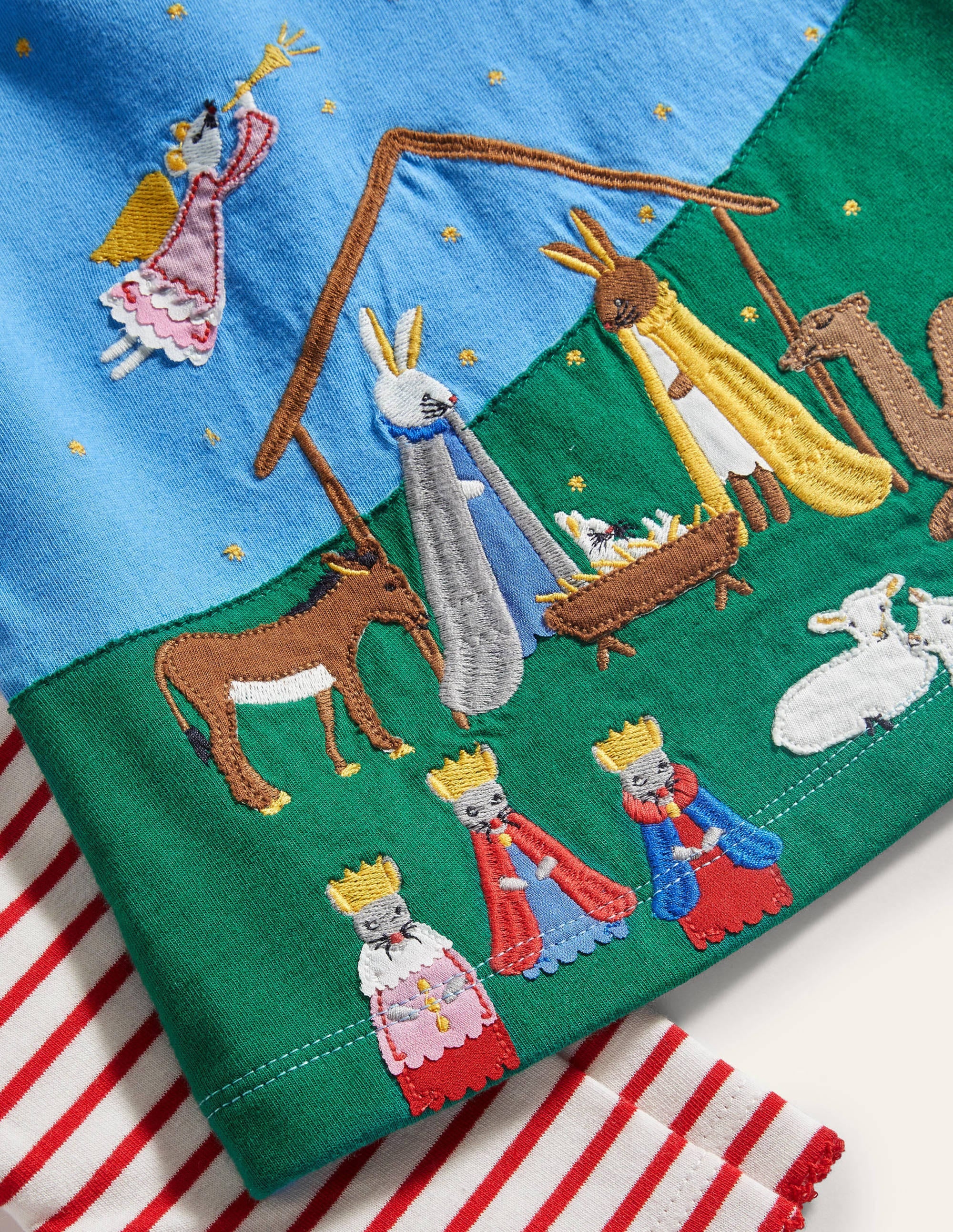 Big Appliqué Dress Set-Bright Bluebell Nativity Scene - Image 3