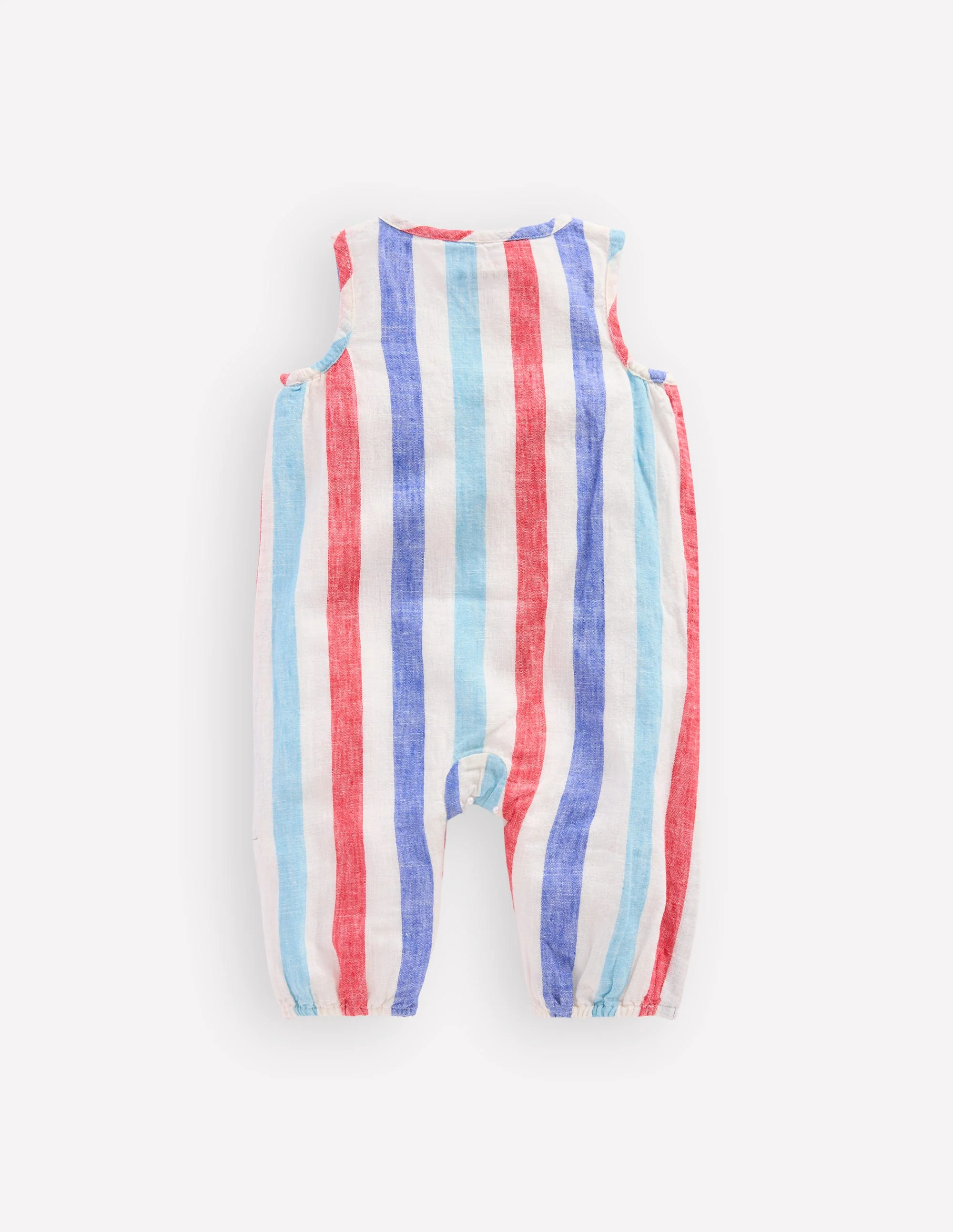 Button Down Romper-Red and Blue Multi Stripe - Image 3