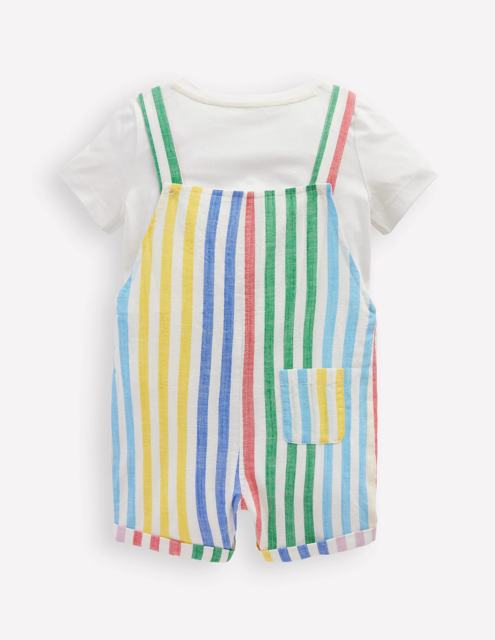 Button Overalls Set-Multi Stripe - Image 2