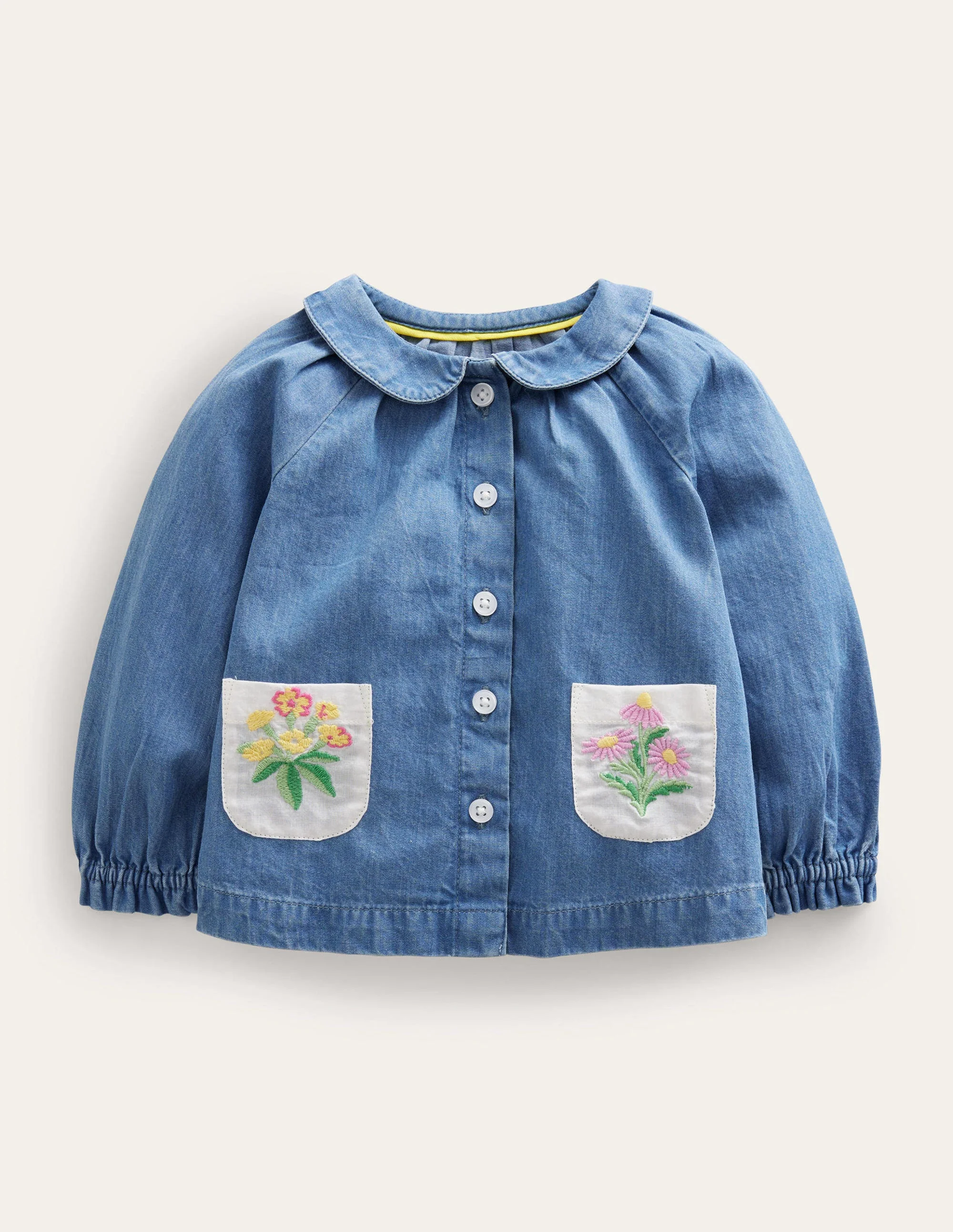Chambray Collar Top-Mid Chambray
