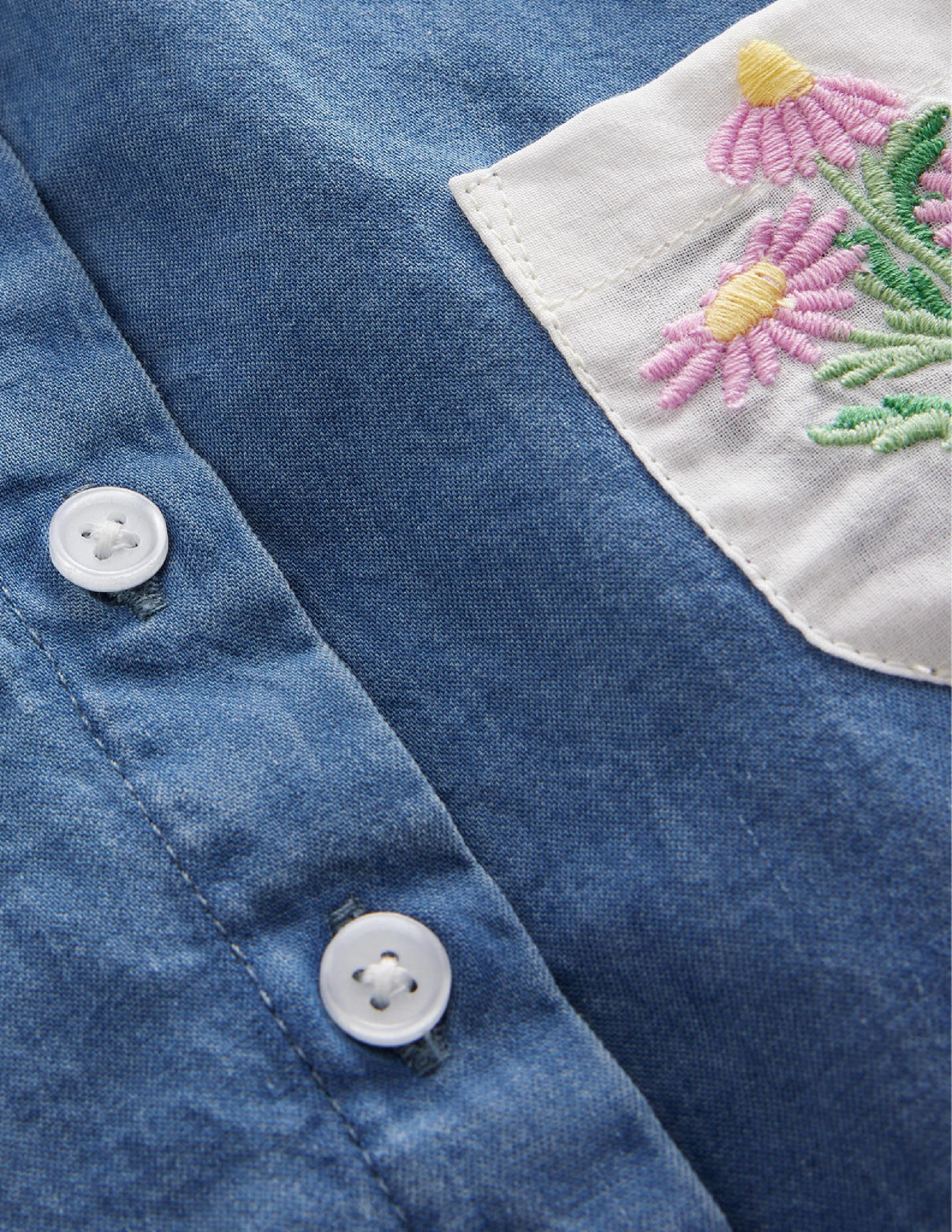Chambray Collar Top-Mid Chambray - Image 3