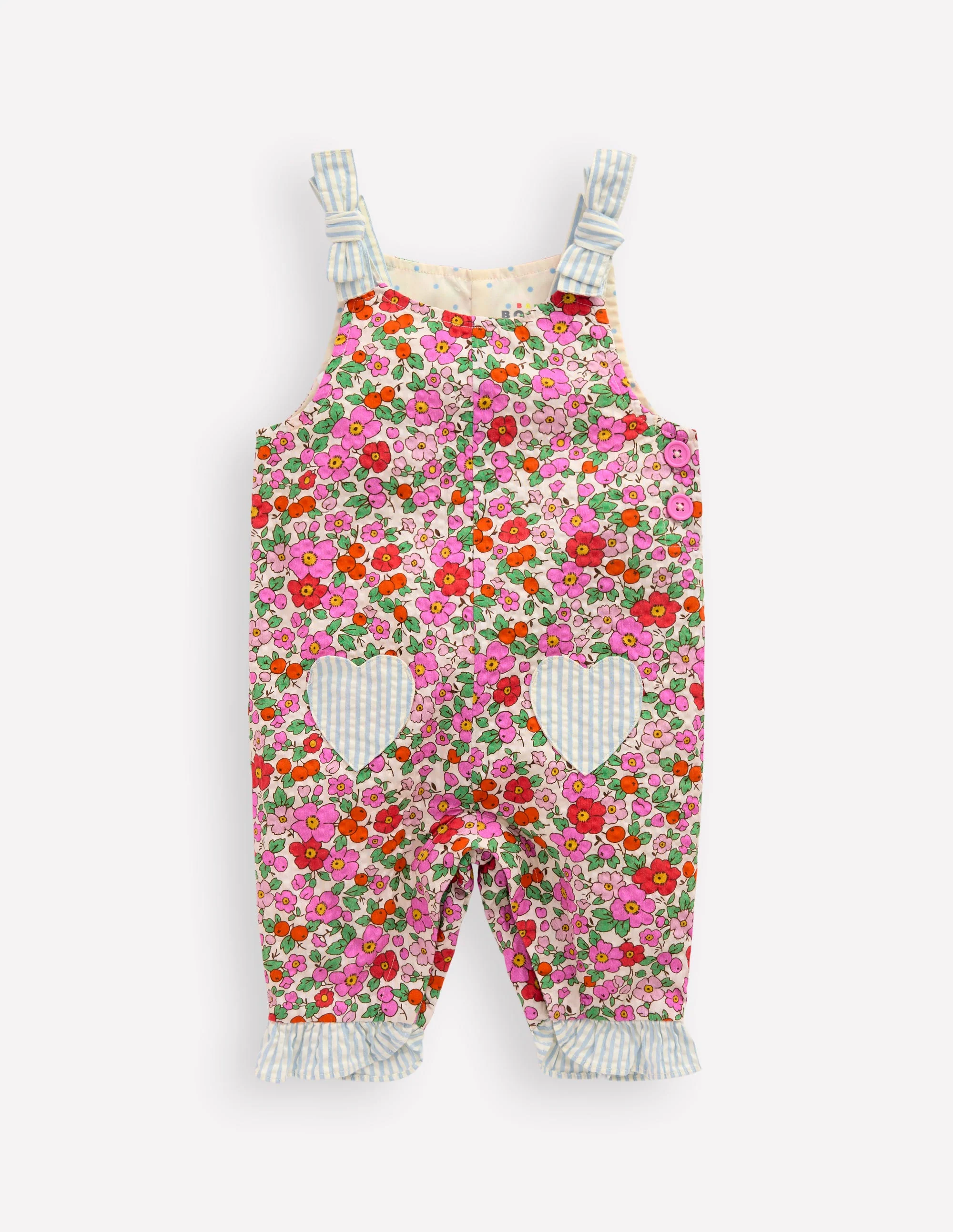 Chambray Romper-Pink Apple Blossom Floral