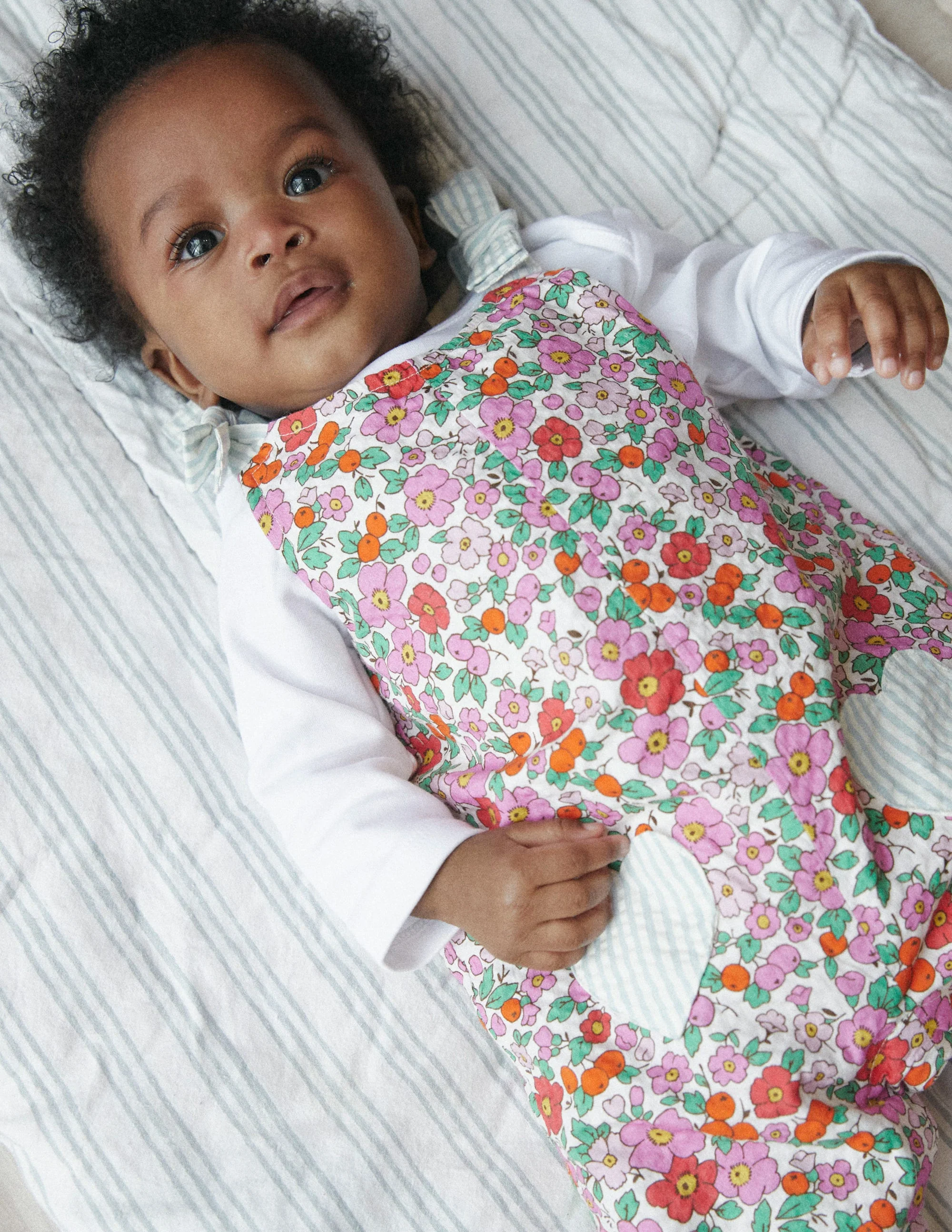 Chambray Romper-Pink Apple Blossom Floral - Image 4