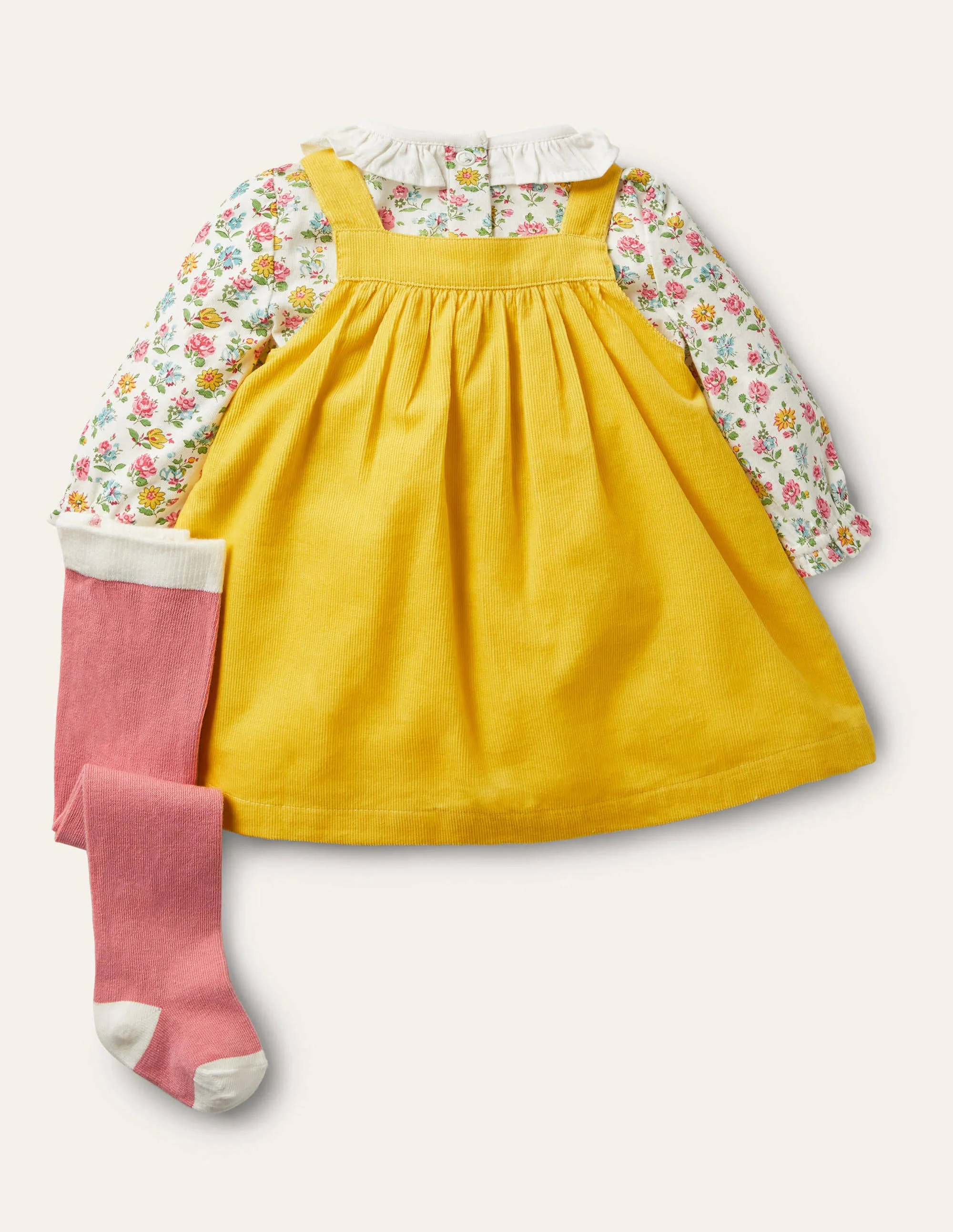 Cord 3 Piece Pinnie Set-Sweetcorn Yellow Tractors - Image 2