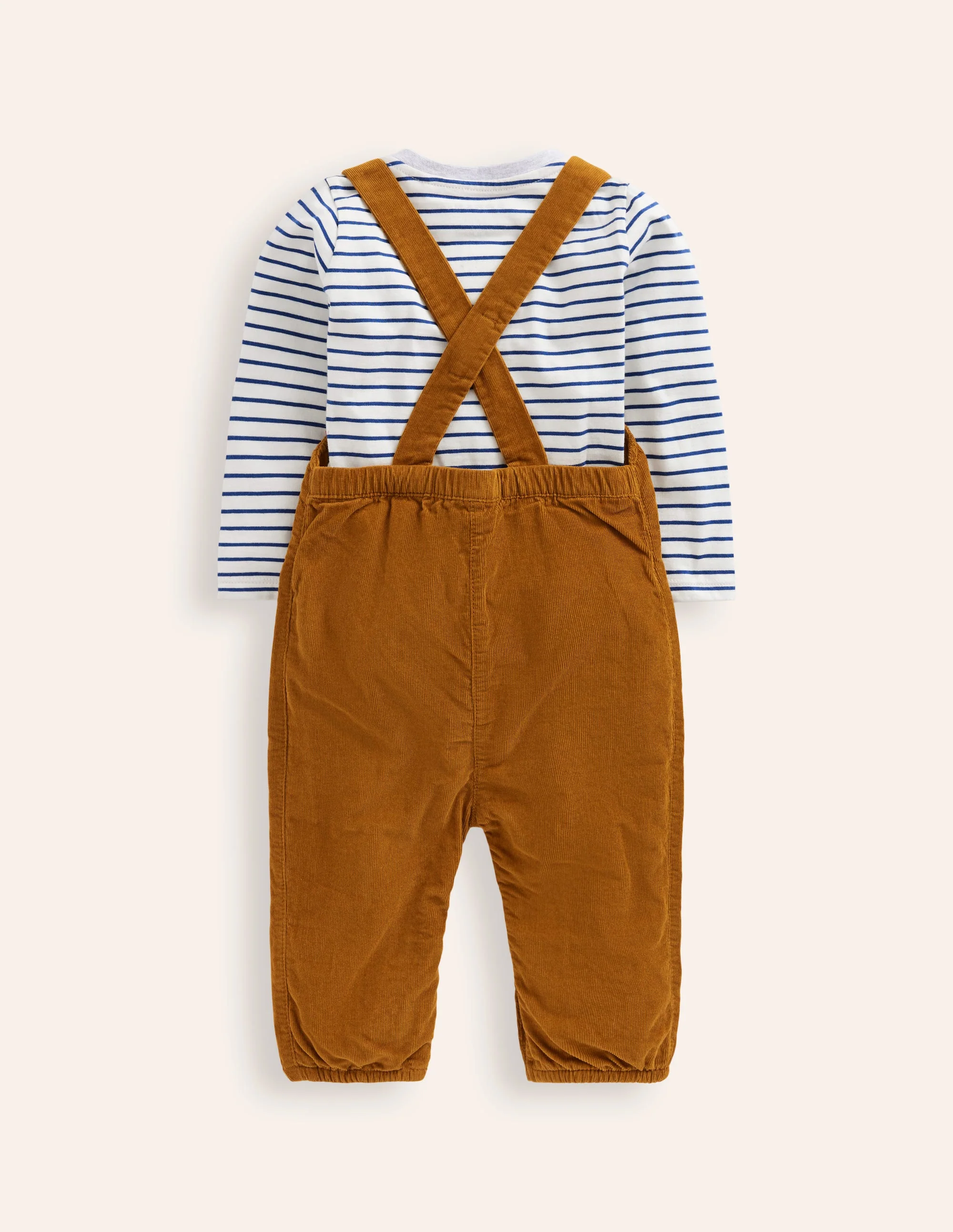 Cord Novelty Dungaree Set-Butterscotch Brown Fox - Image 2