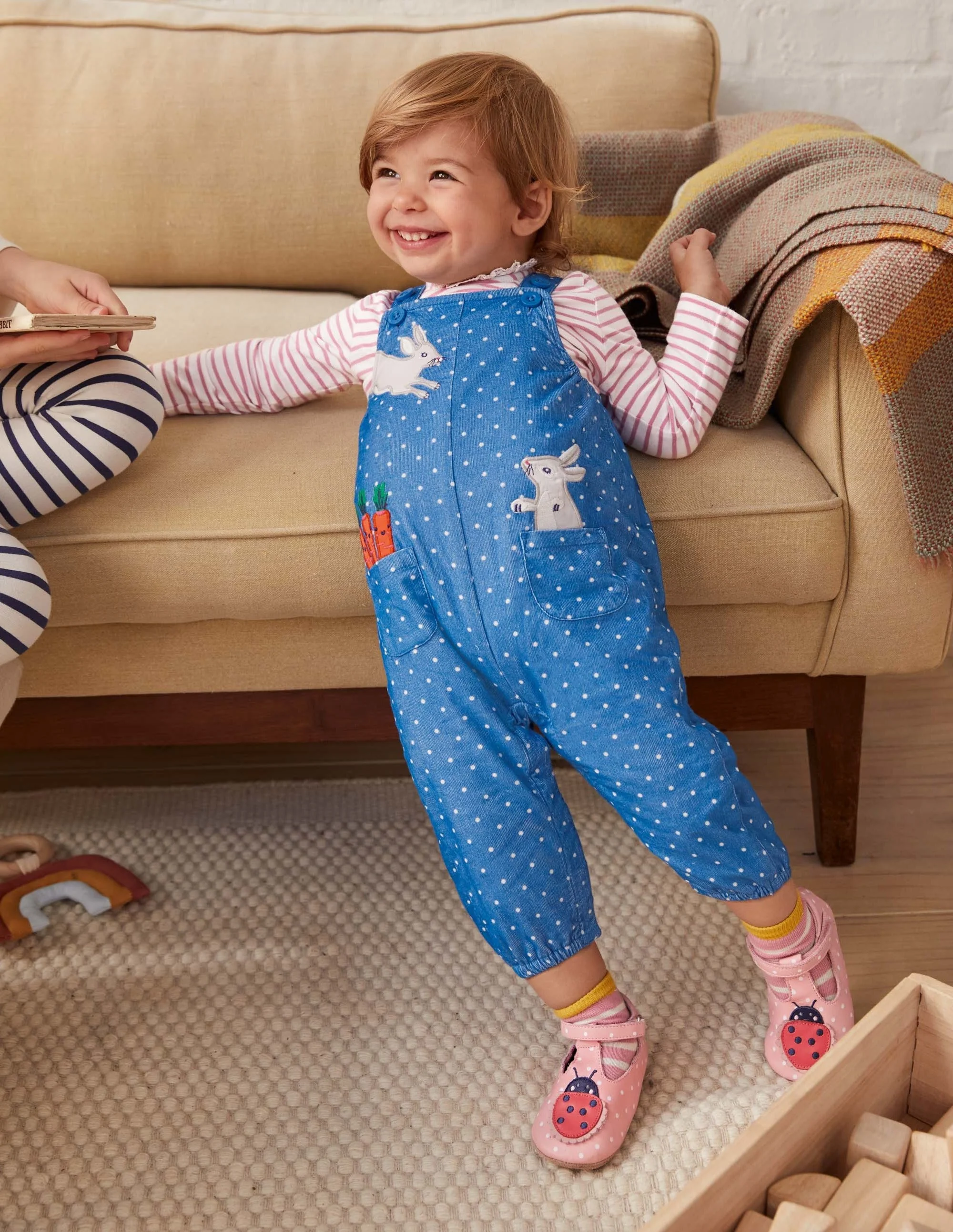 Cord Overalls Set-Elizabethan Blue Bunnies - Image 4