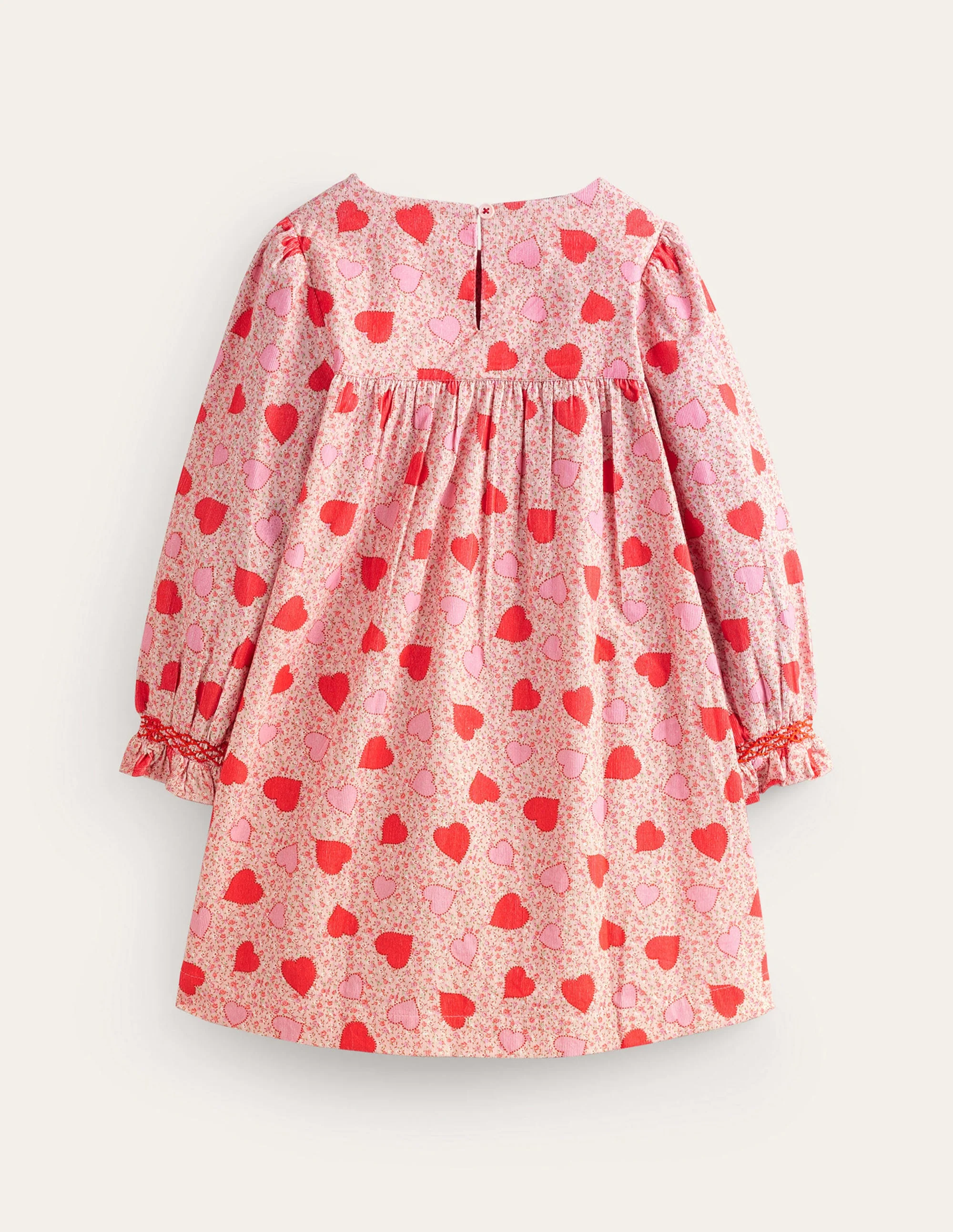 Cord Smocked Dress-Ballet Pink Heart Floral - Image 2