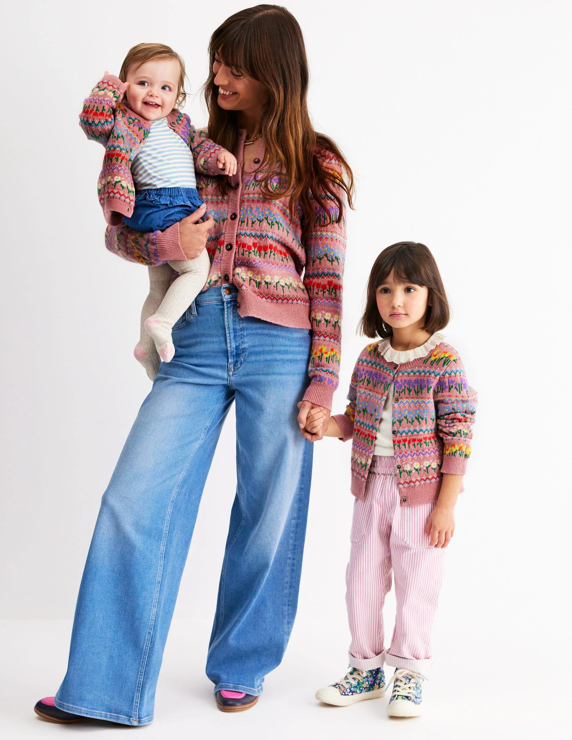Edie Fair Isle Cardigan-Bubblegum Pink Flowers - Image 6