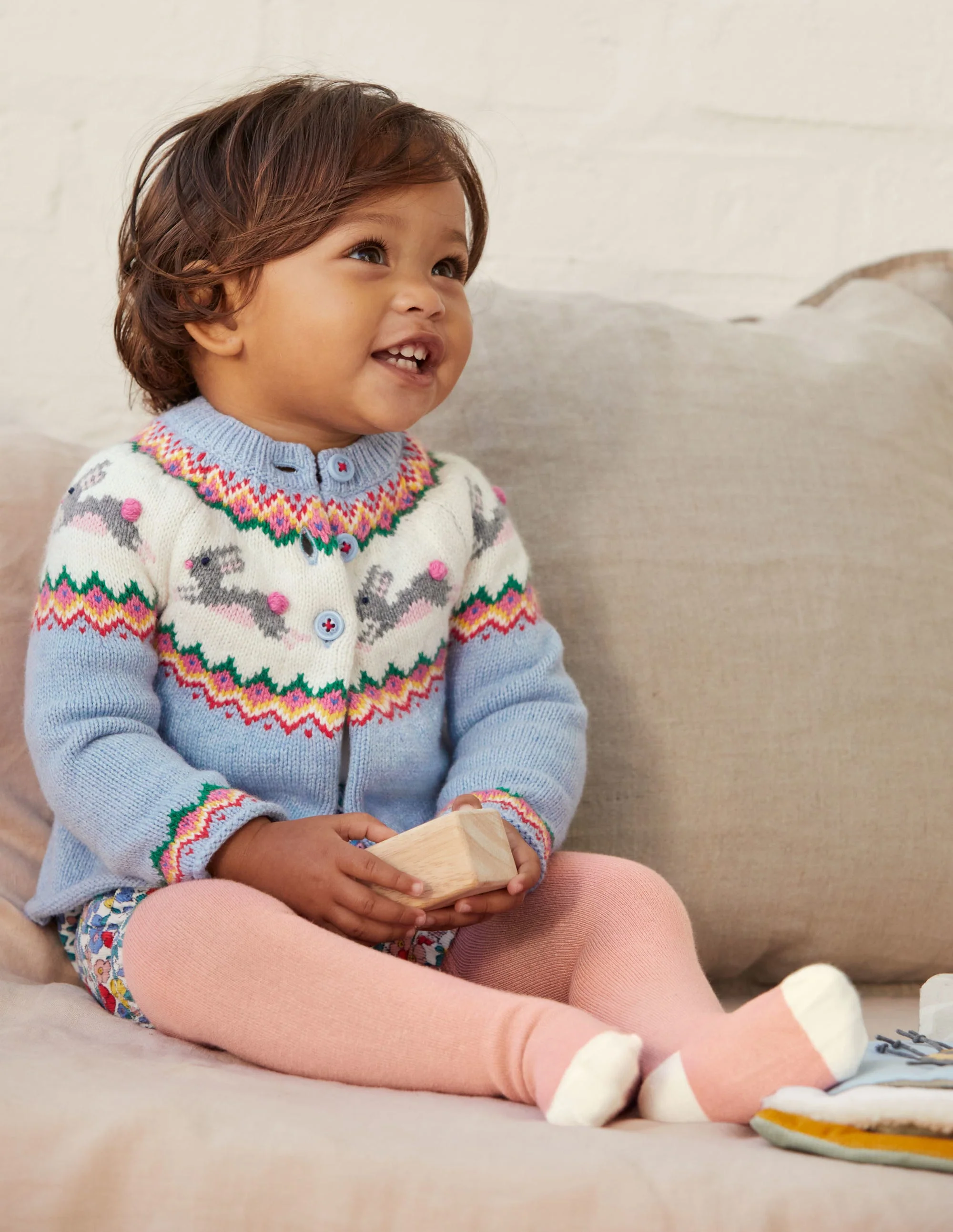 Fair Isle Cardigan-Sky Blue Bunnies - Image 4