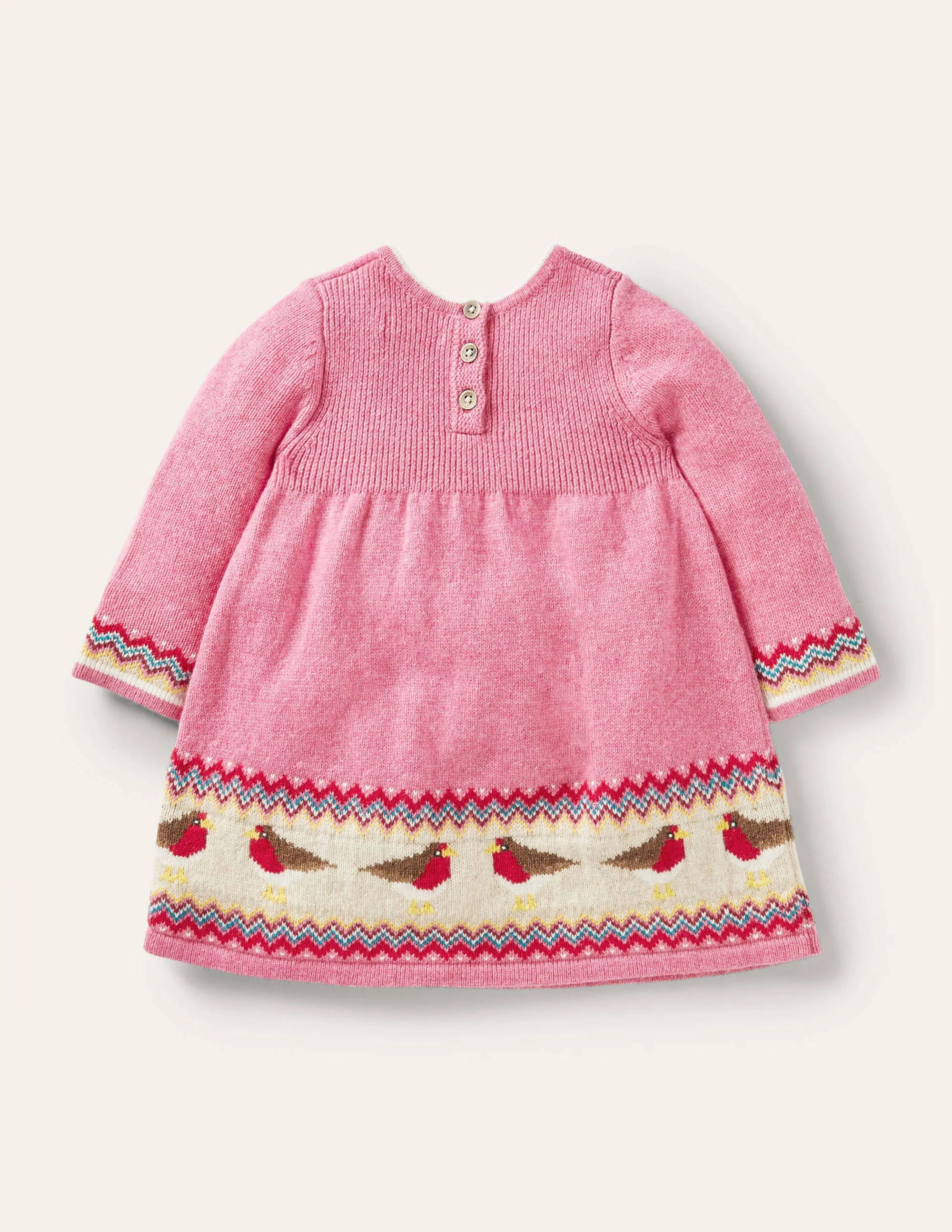 Fair Isle Knitted Dress-Formica Pink Robins - Image 2