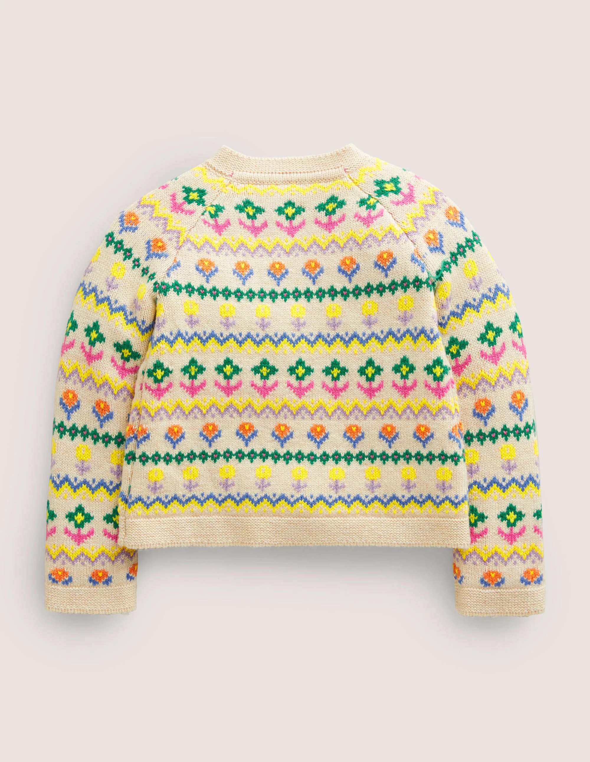 Flower Fair Isle Cardigan-Oatmeal Marl Multi Flower - Image 2