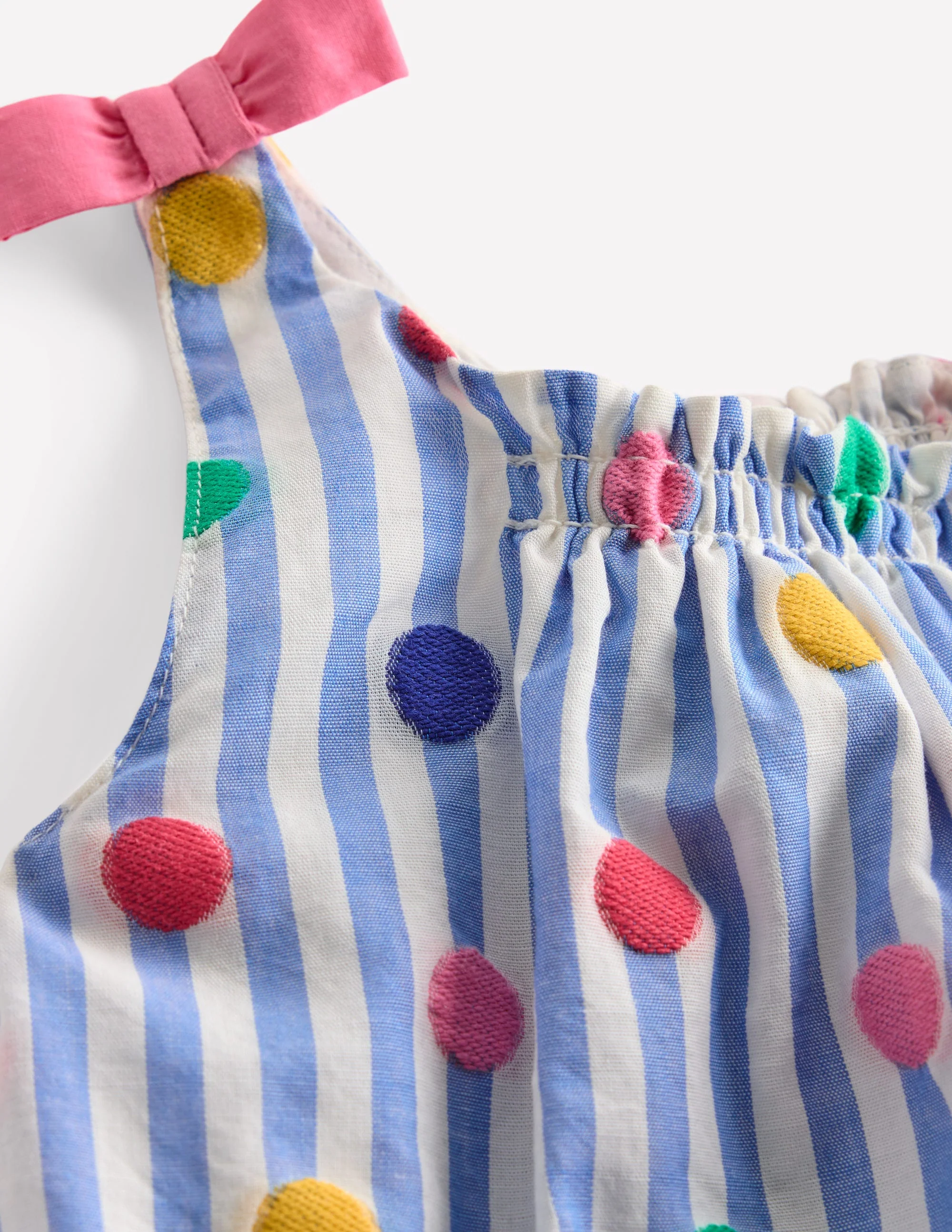 Girls Bubble Romper-Rainbow Spot Stripe - Image 3