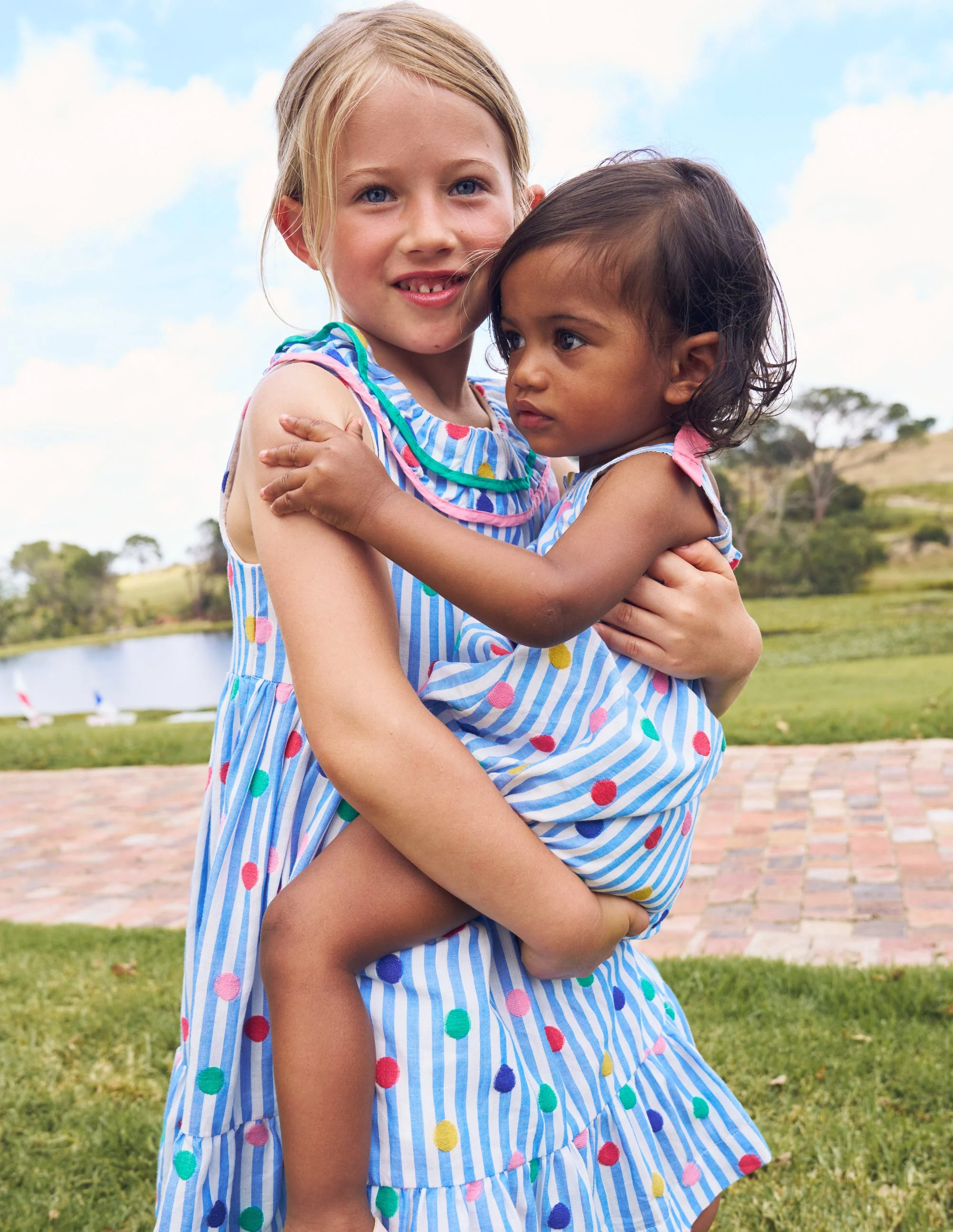 Girls Bubble Romper-Rainbow Spot Stripe - Image 5