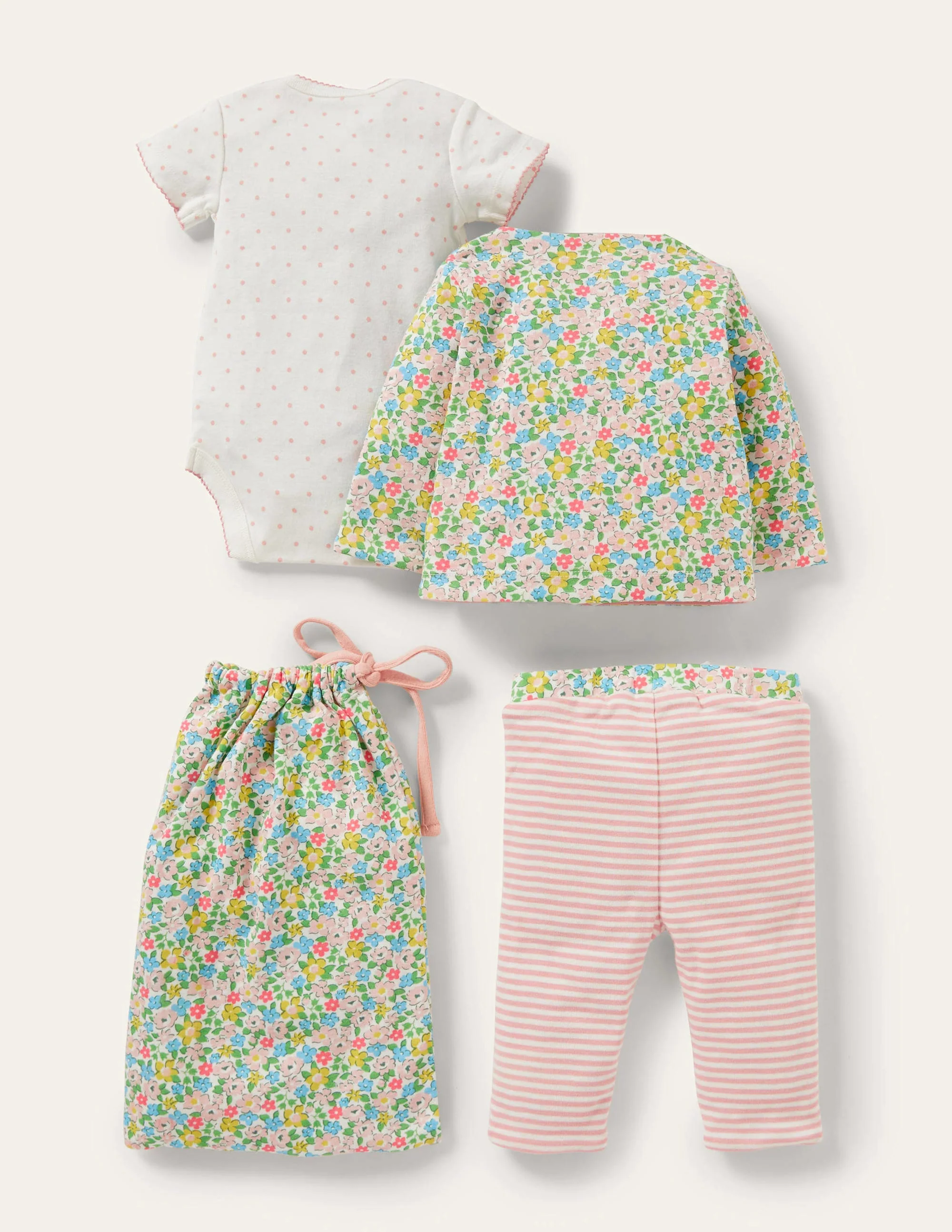 GOTS Organic 3 Piece Gift Set-Aqua Spring Floral - Image 2