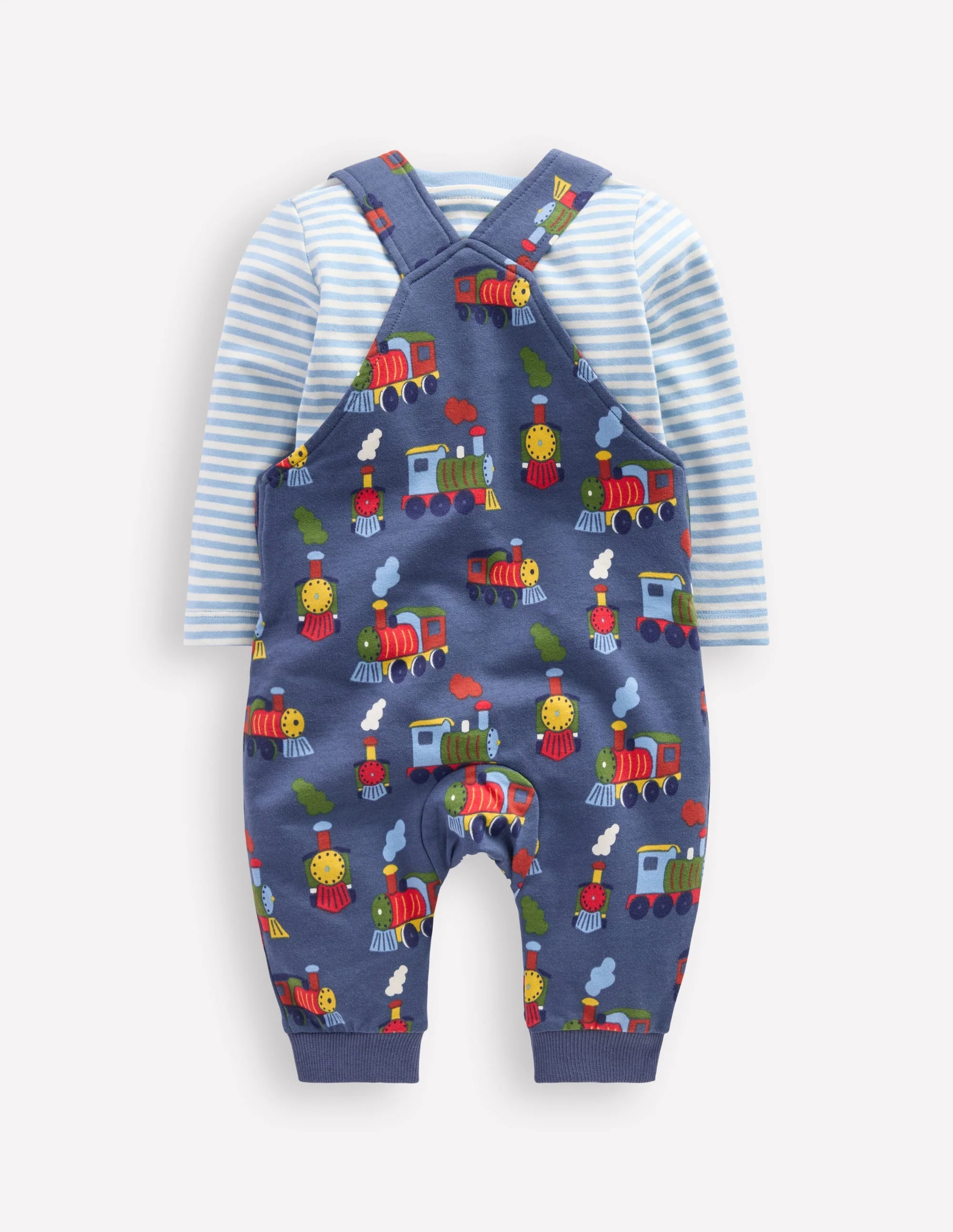 Jersey Overalls Set-Blue Marl Trains - Image 2