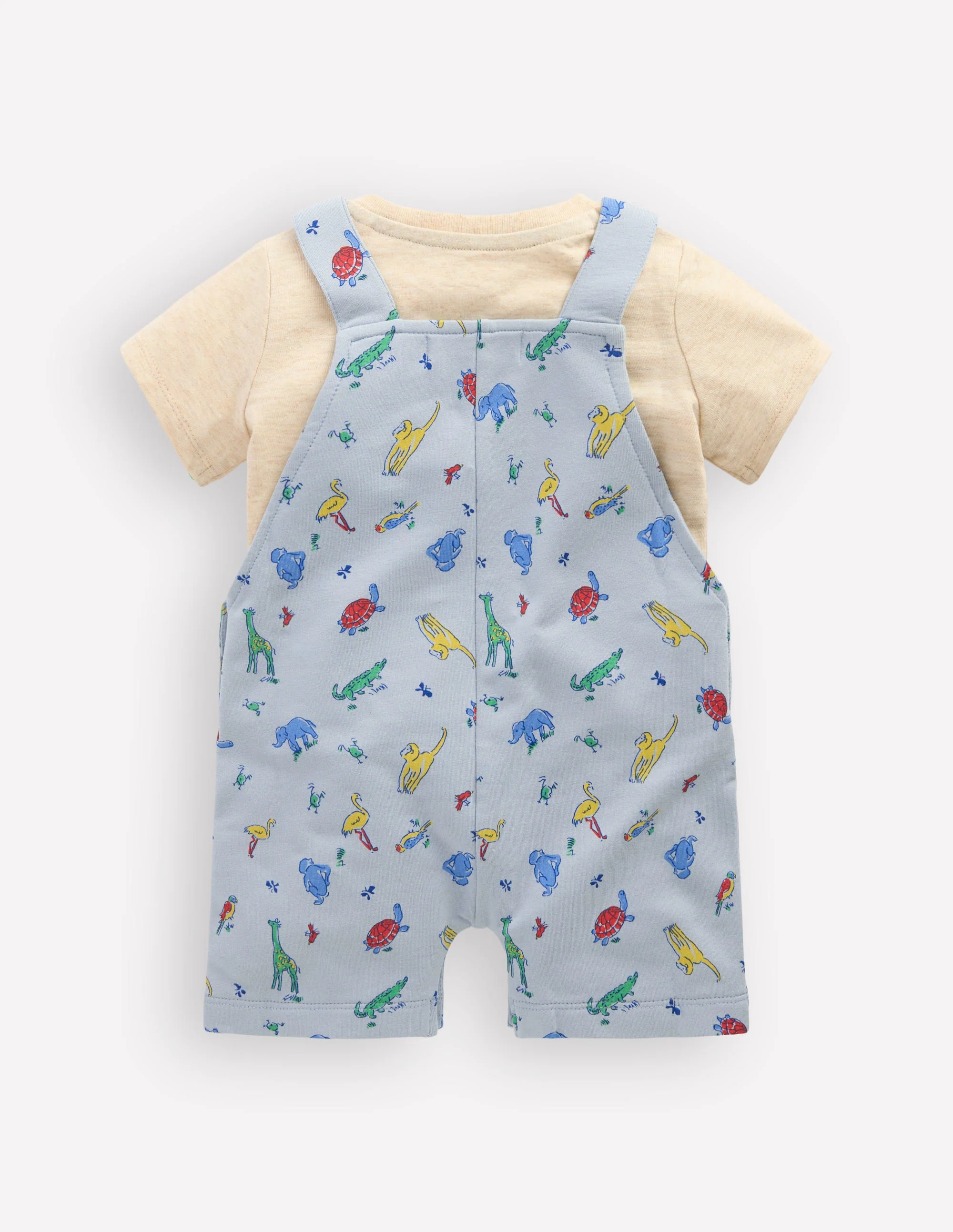 Jersey Short Dungaree Set-Blue Multi Jungle Animals - Image 2