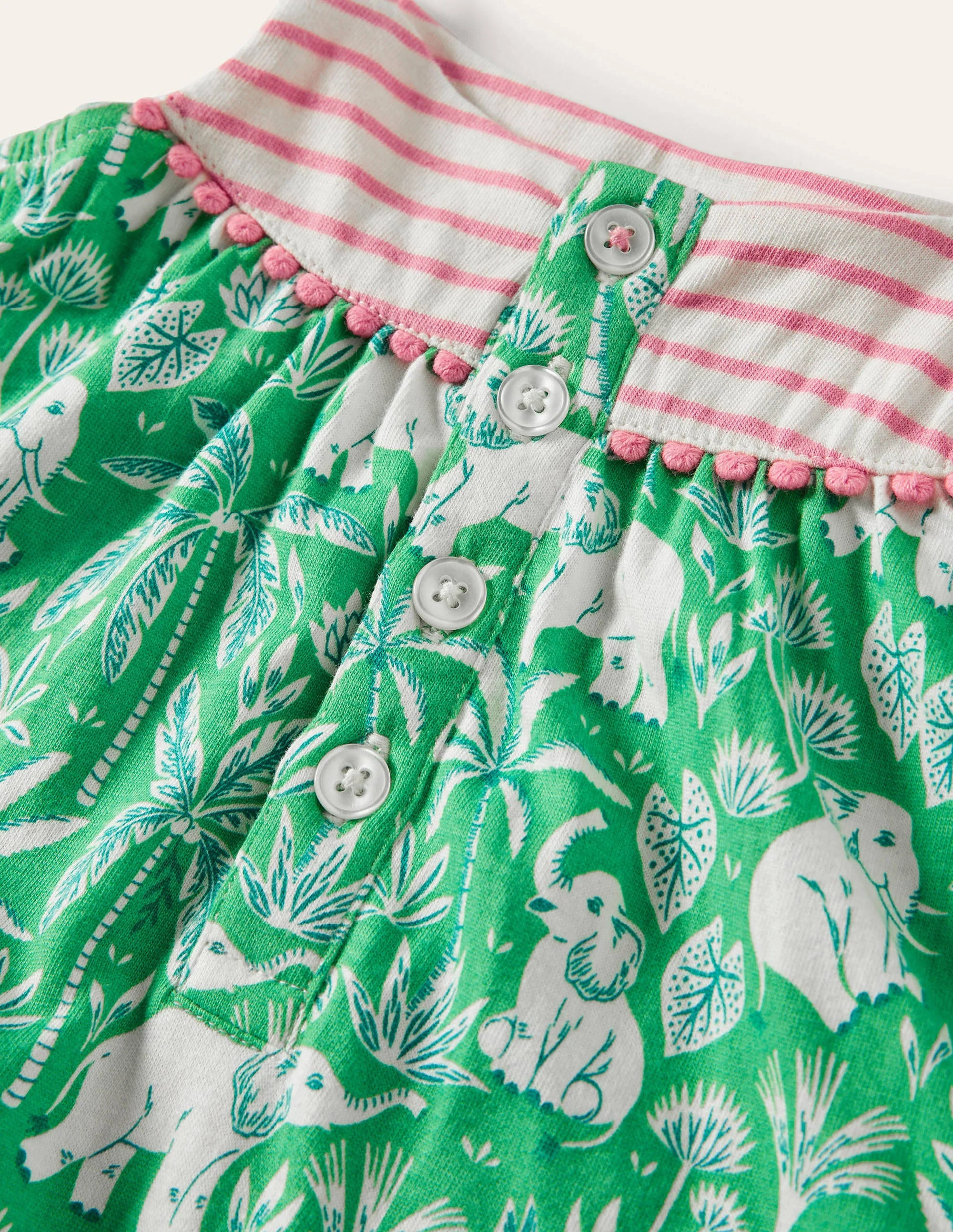 Jersey Strappy Romper-Aloe Green Elephant Palm - Image 3
