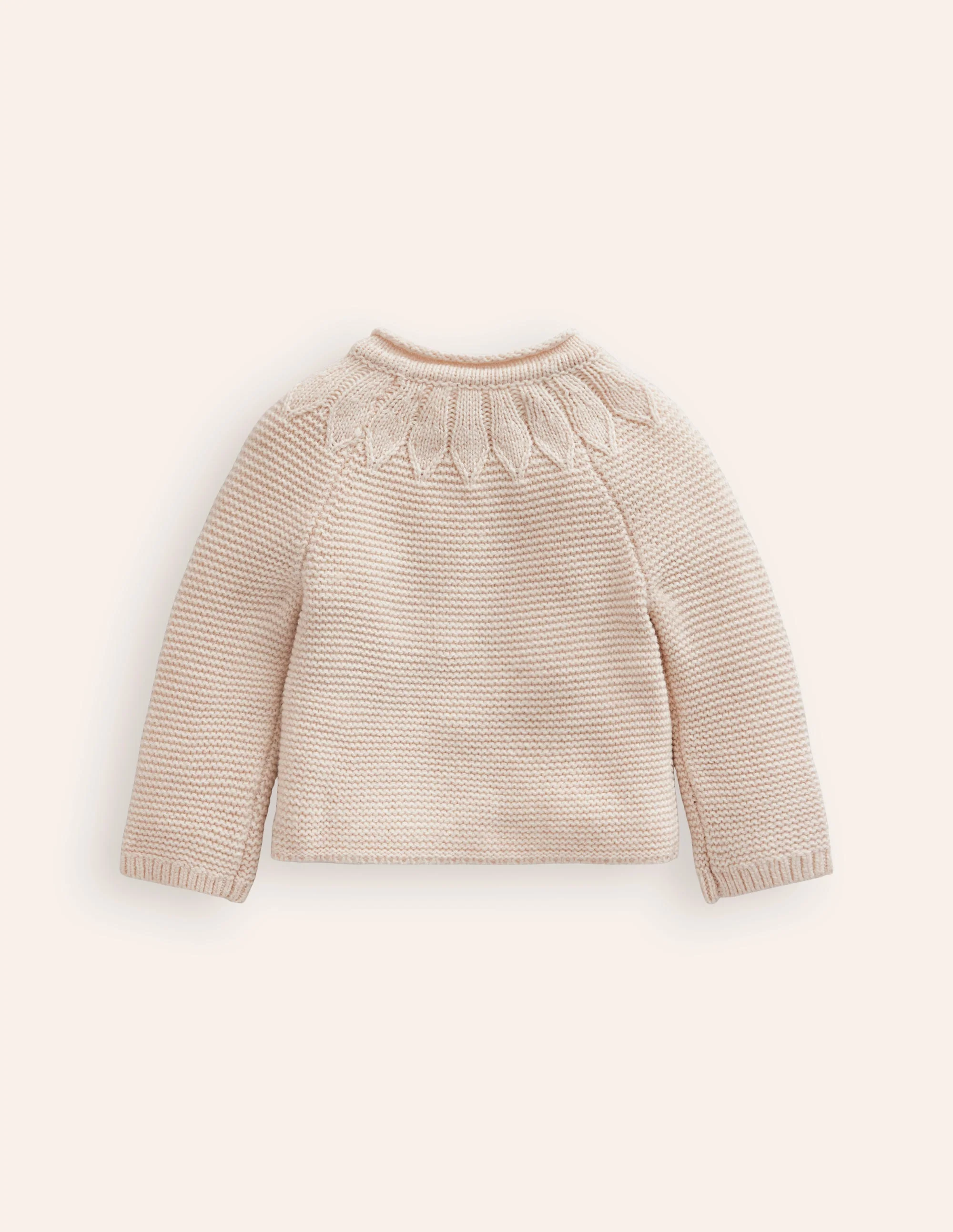 Pointelle Yoke Cardigan-Ivory - Image 2