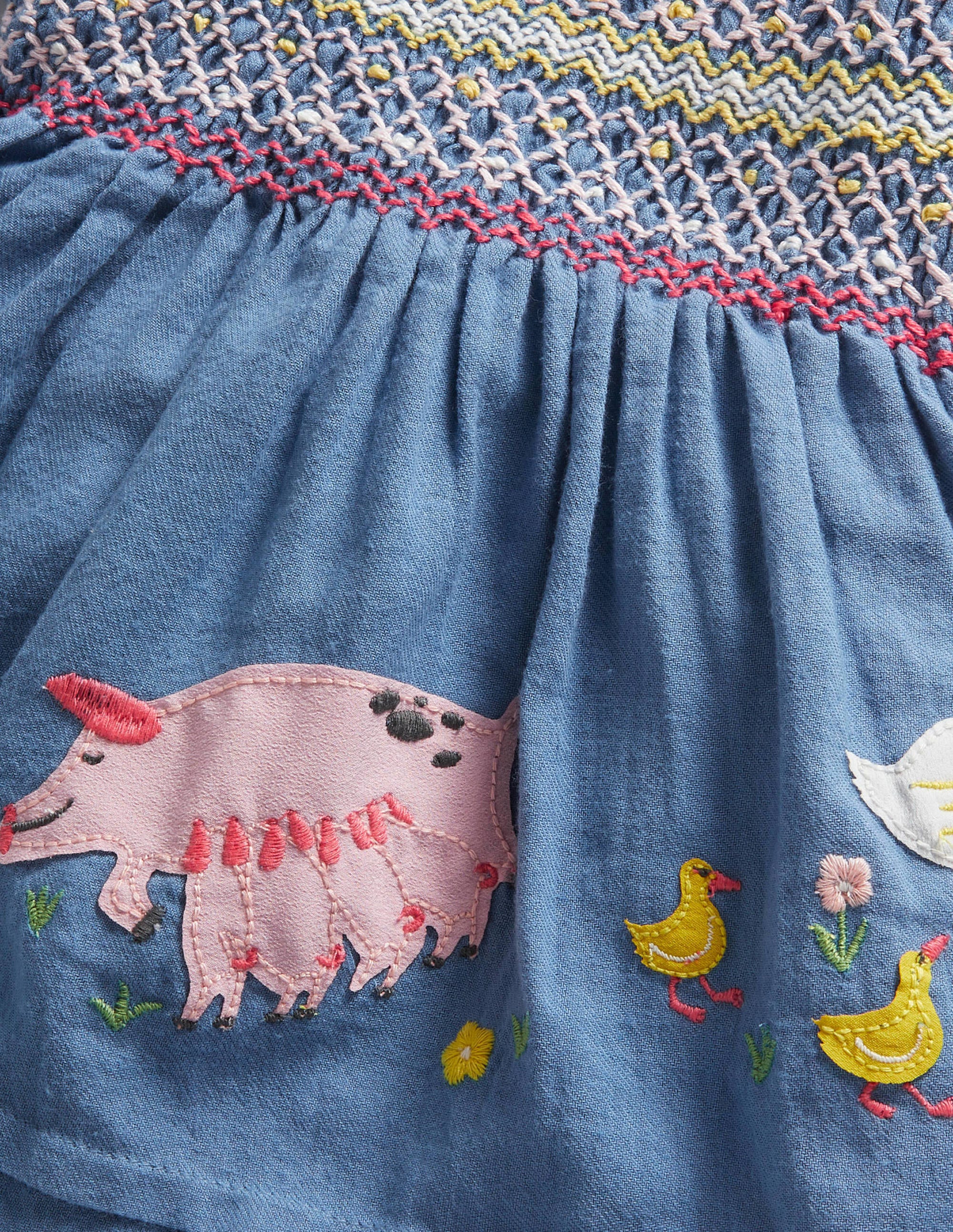 Puff Sleeve Nostalgic Dress-Elizabethan Blue Farm Animals - Image 3