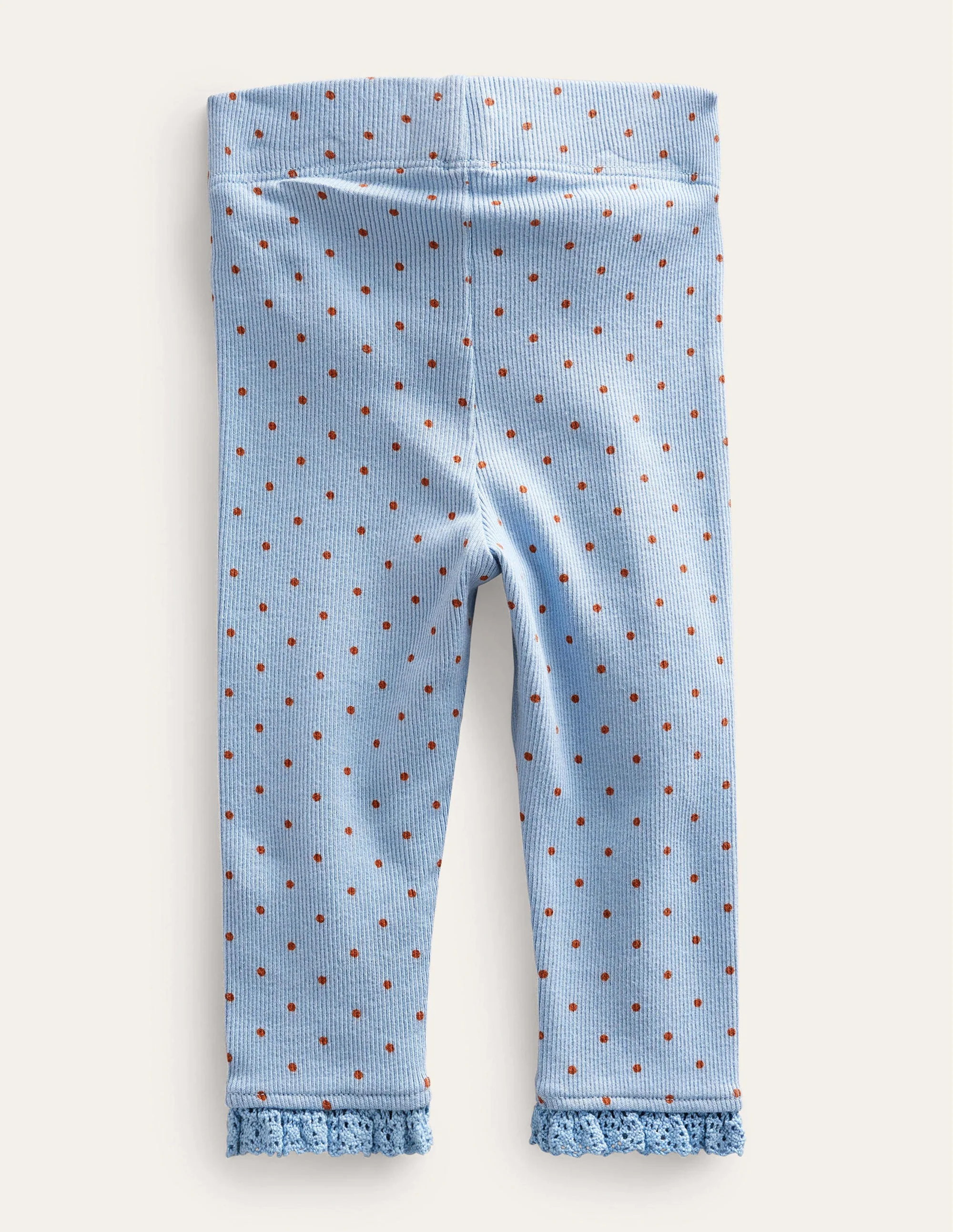 Ribbed Lace Leggings-Soft Blue Brown Spot - Image 2