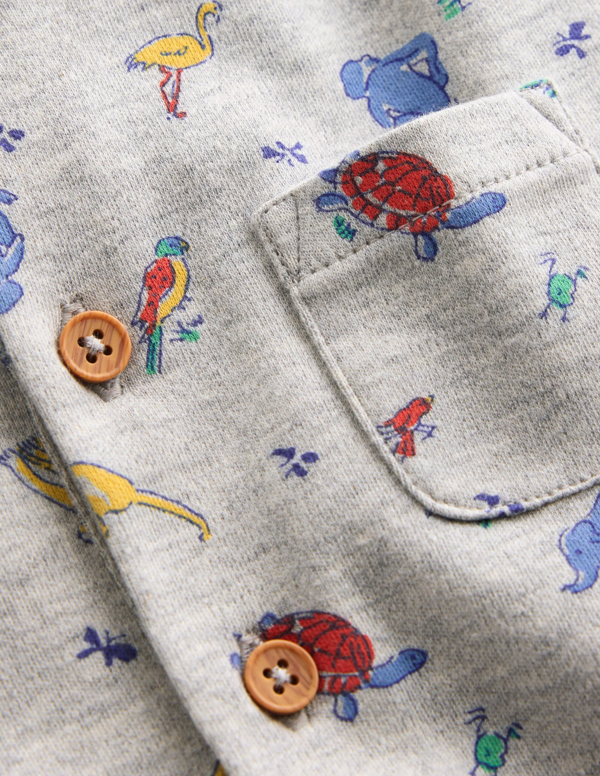 Short Sleeve Jersey Romper-Grey Marl Jungle Animals - Image 3