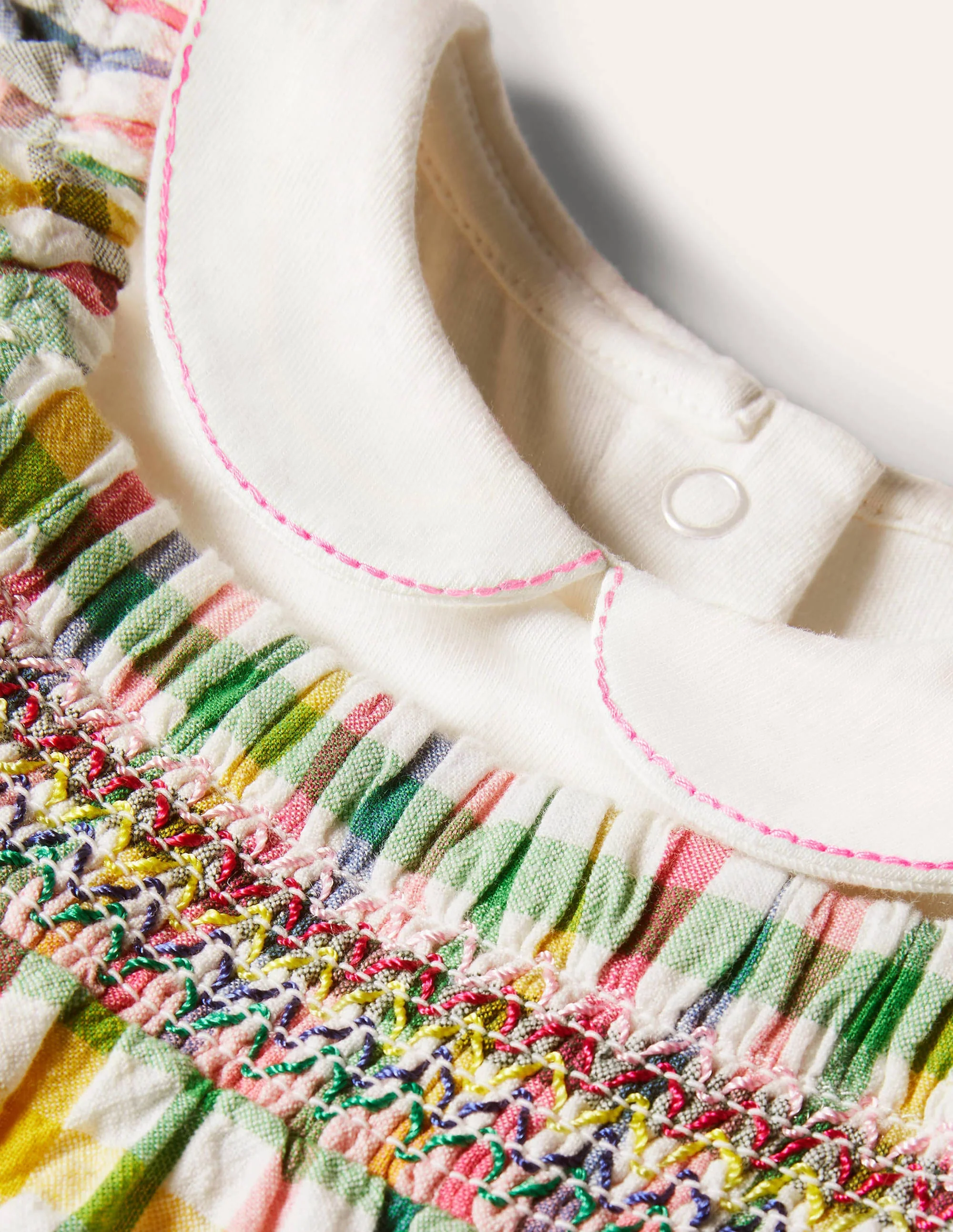 Smocked Gingham Pinnie Set-Party Pink Gingham - Image 3