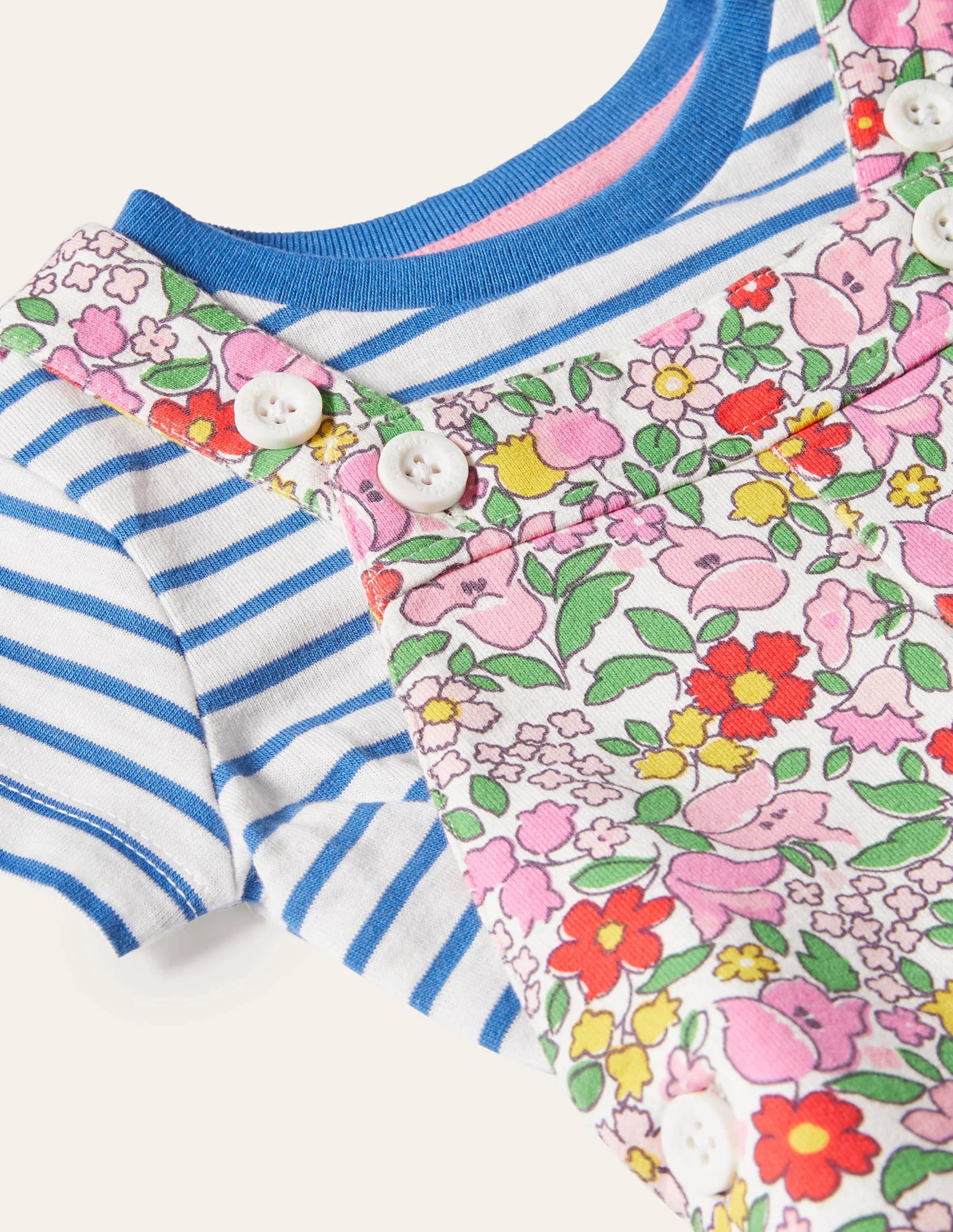 Summer Jersey Overalls Set-Pink Lemonade Vintage Floral - Image 3