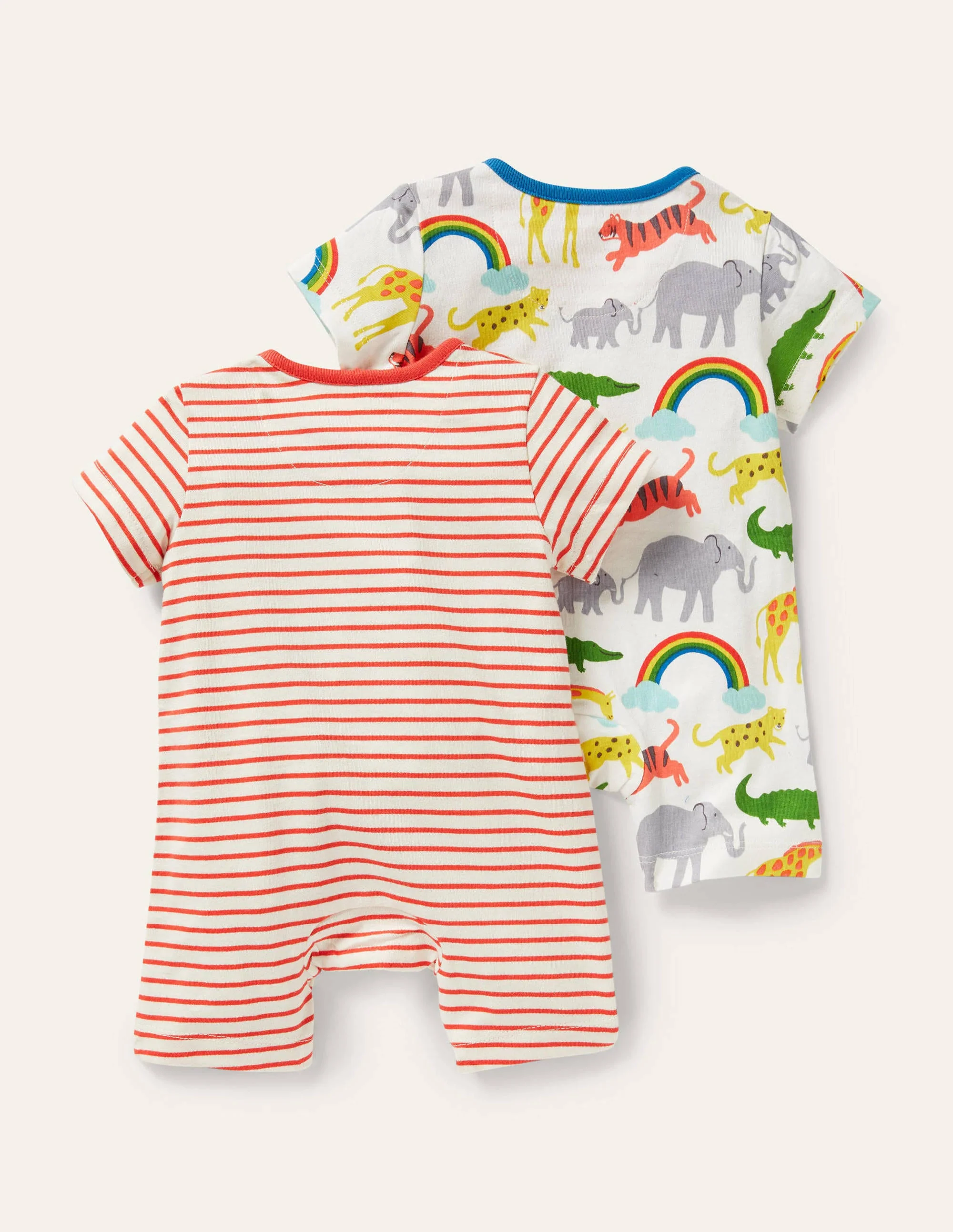 Twin Pack Jersey Rompers-Ivory Rainbow Jungle - Image 2