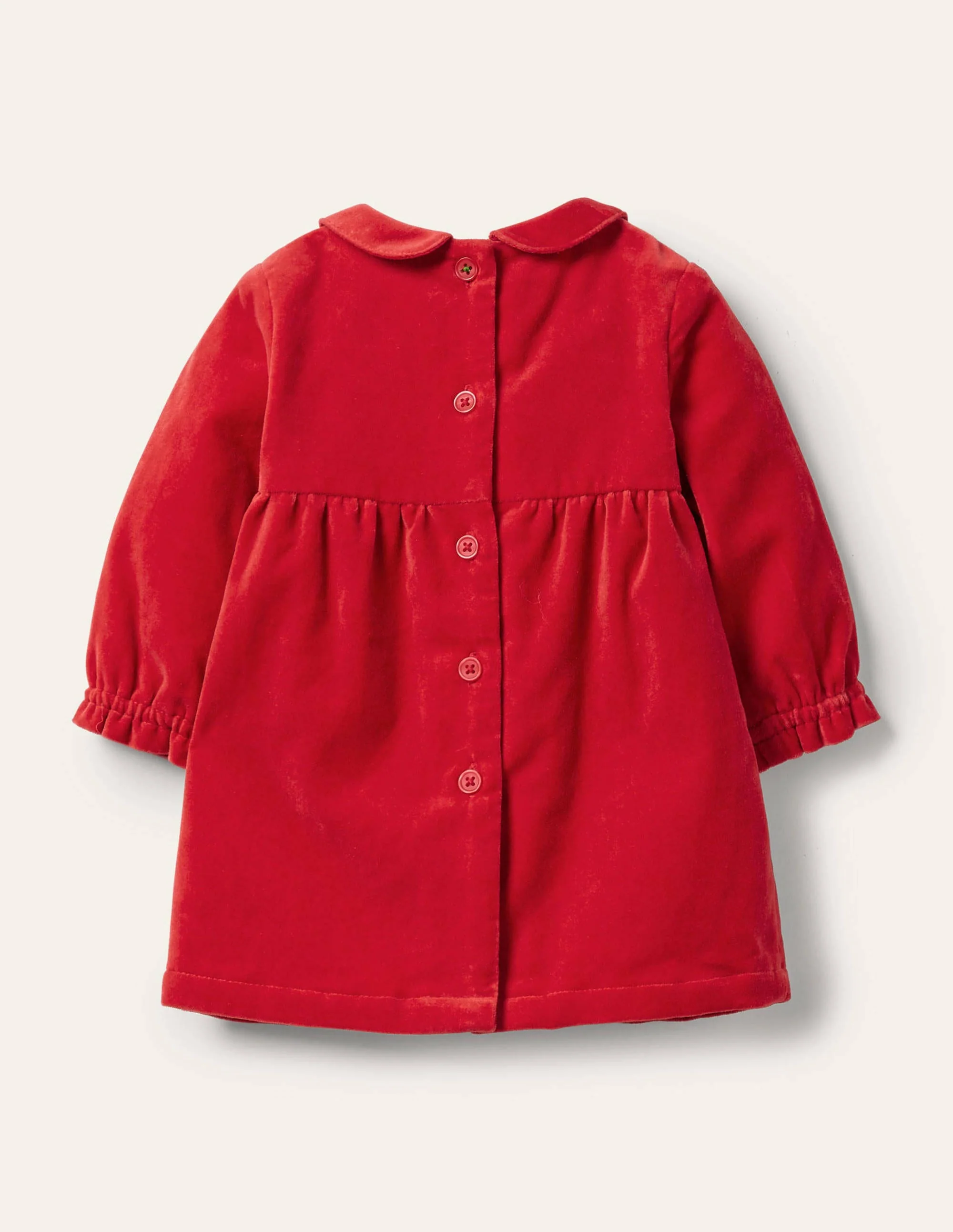 Velvet Smocked Dress-Rockabilly Red - Image 2