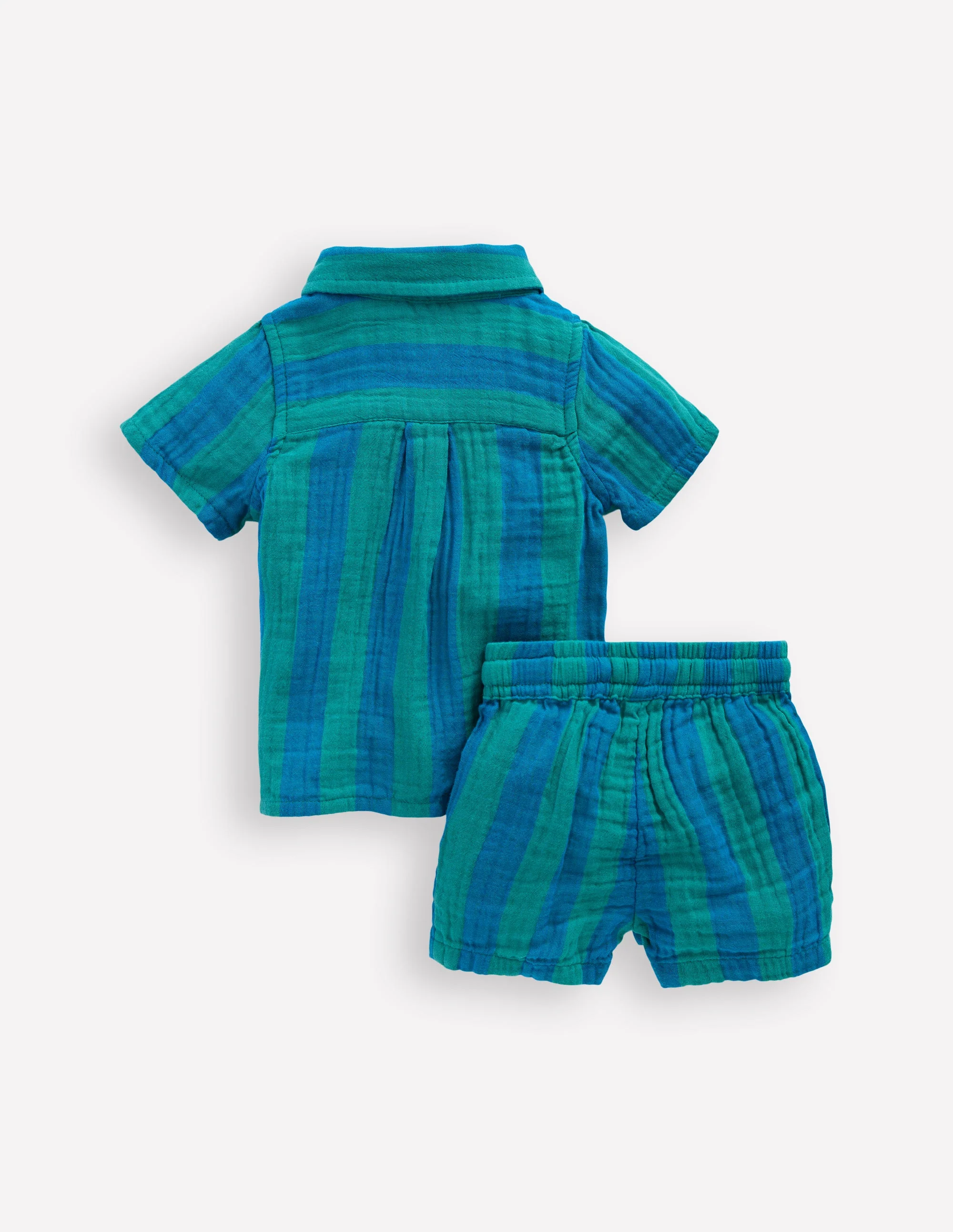 Woven Shirt Play Set-Blue and Green Stripe - Image 2
