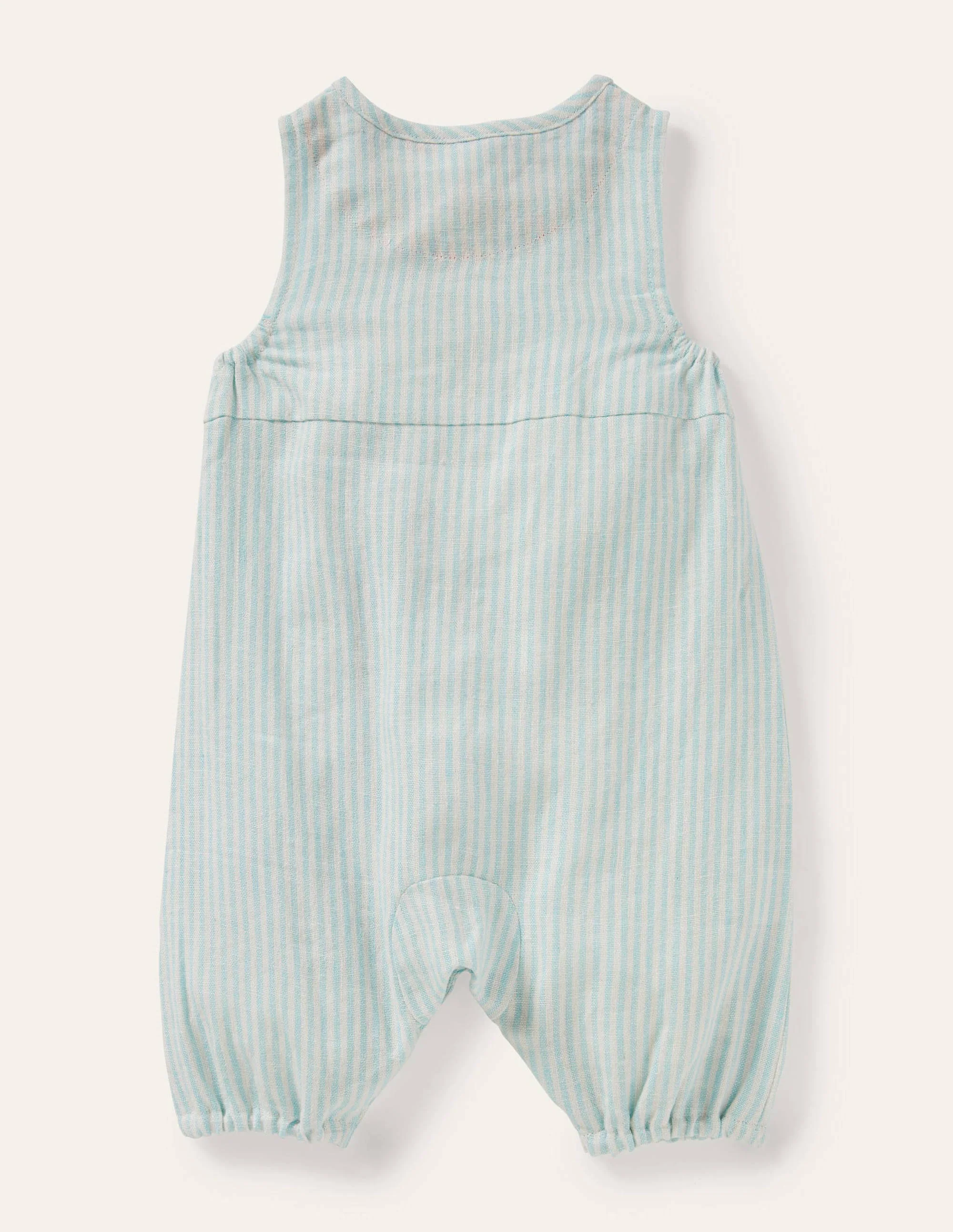 Woven Ticking Romper-Ivory/Georgian Blue Ticking - Image 2