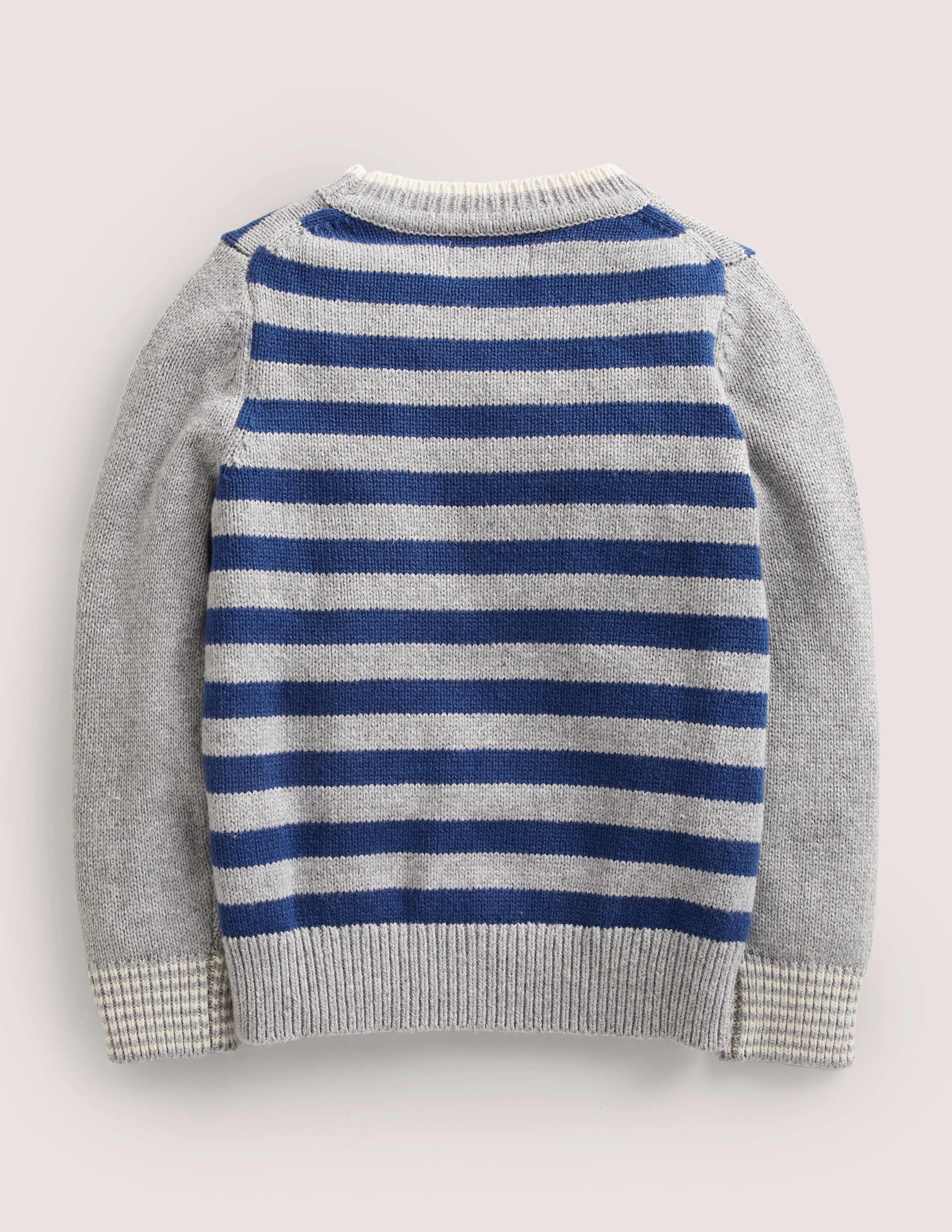 3D Polar Bear Sweater-Navy/Grey Stripe Polar Bear - Image 2
