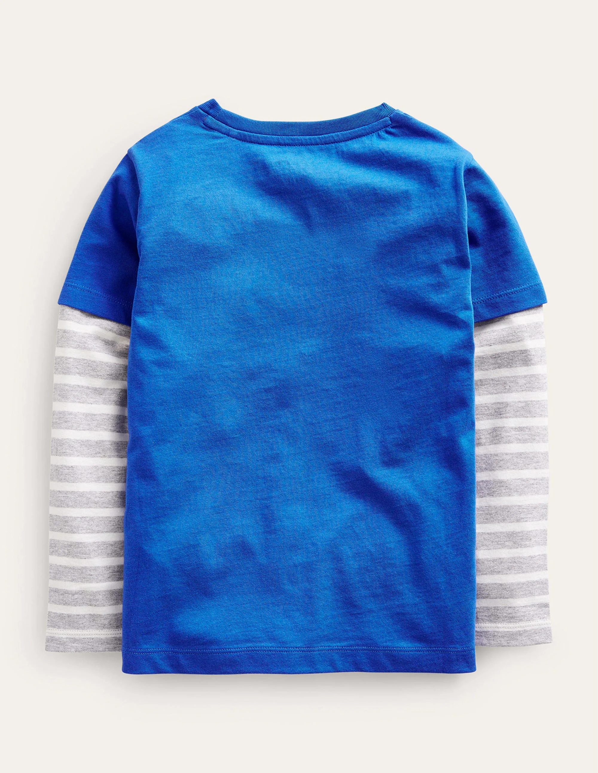 Appliqué Mock Sleeve T-Shirt-Delft Blue - Image 2