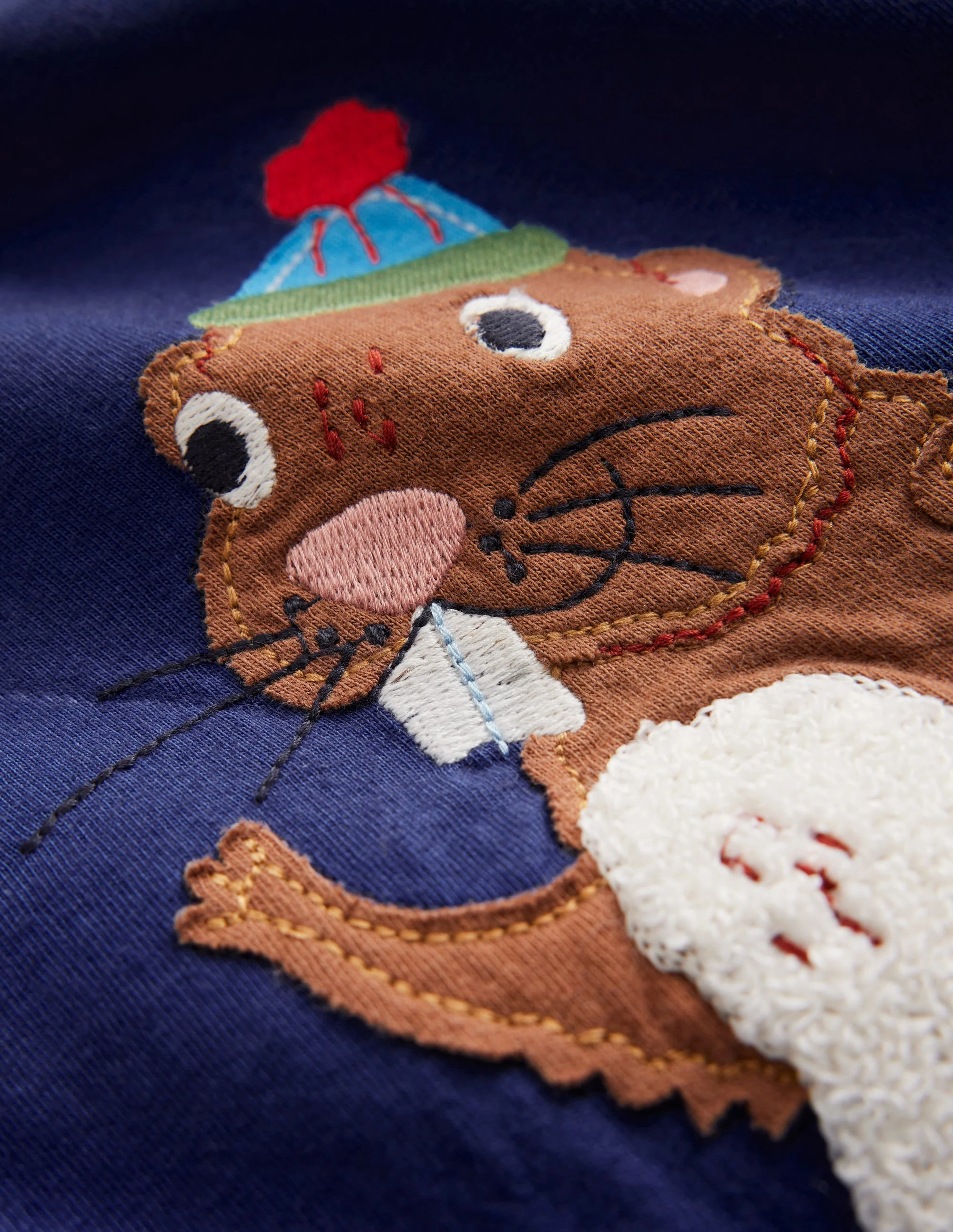 Applique Mock Sleeve T-Shirt-Starboard Blue Beaver - Image 3