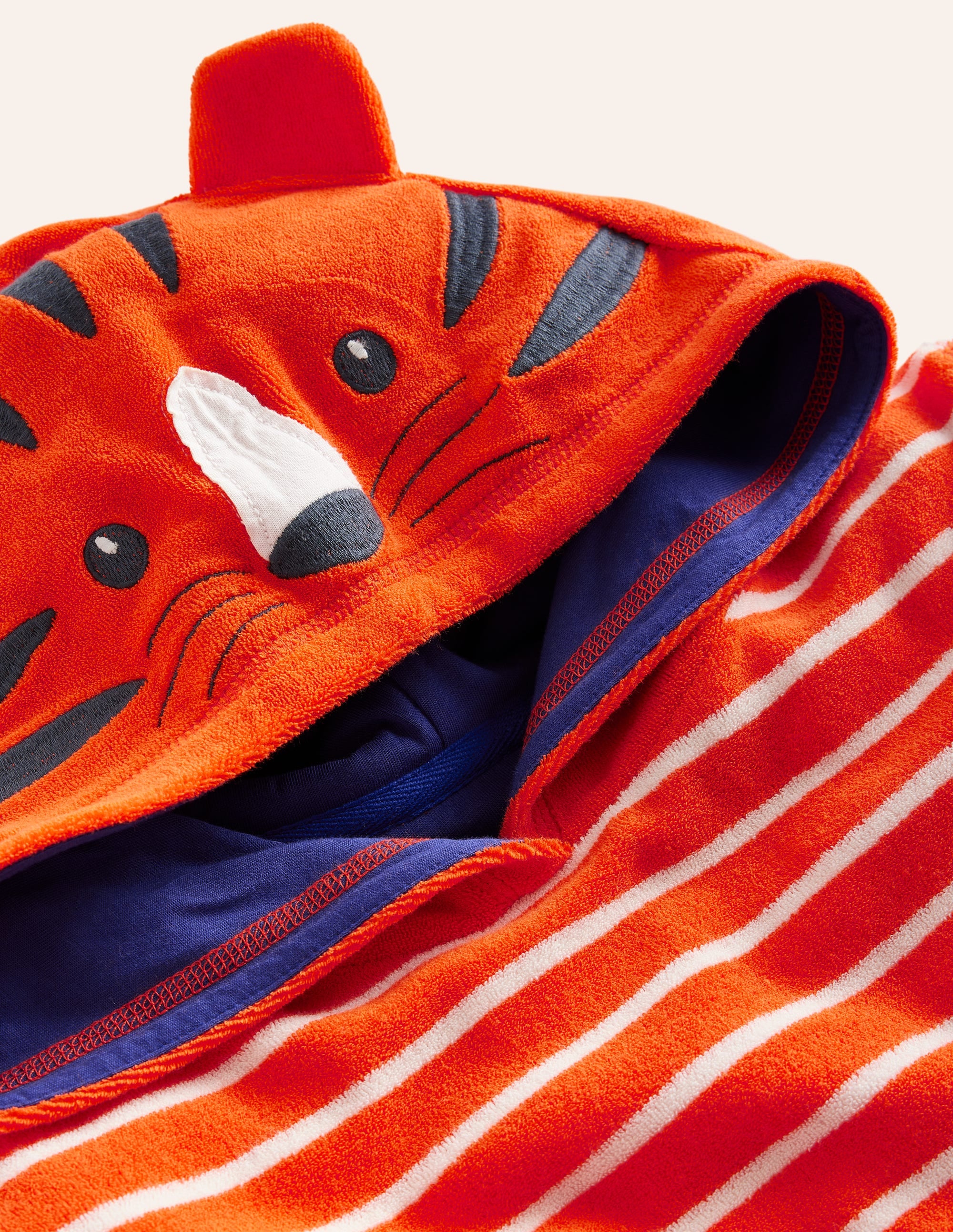 Appliqué Towelling Throw-on-Mandarin Orange/ Ivory Stripe - Image 3