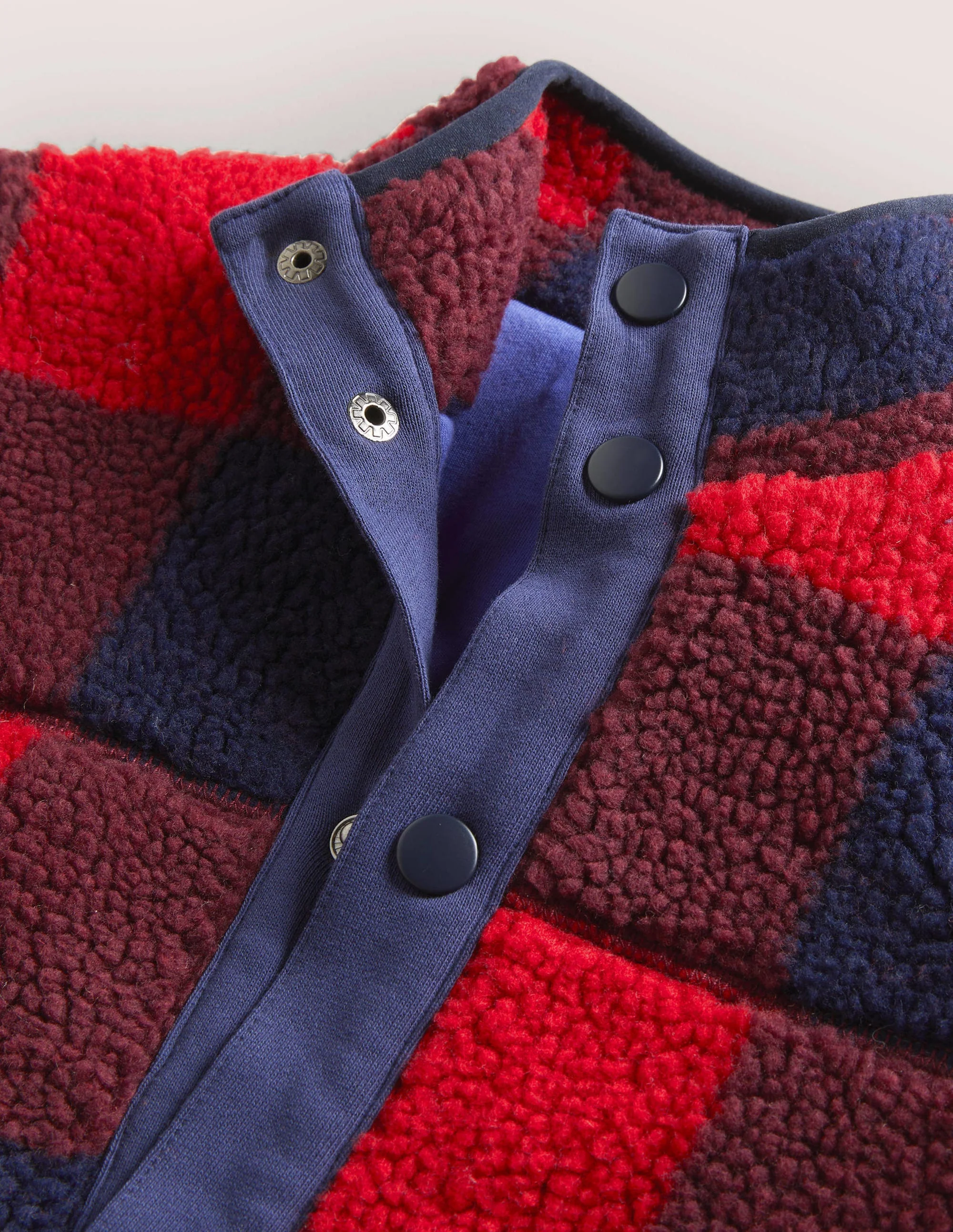 Borg Chuck-on Jacket-Rocket Red/ College Navy Check - Image 3
