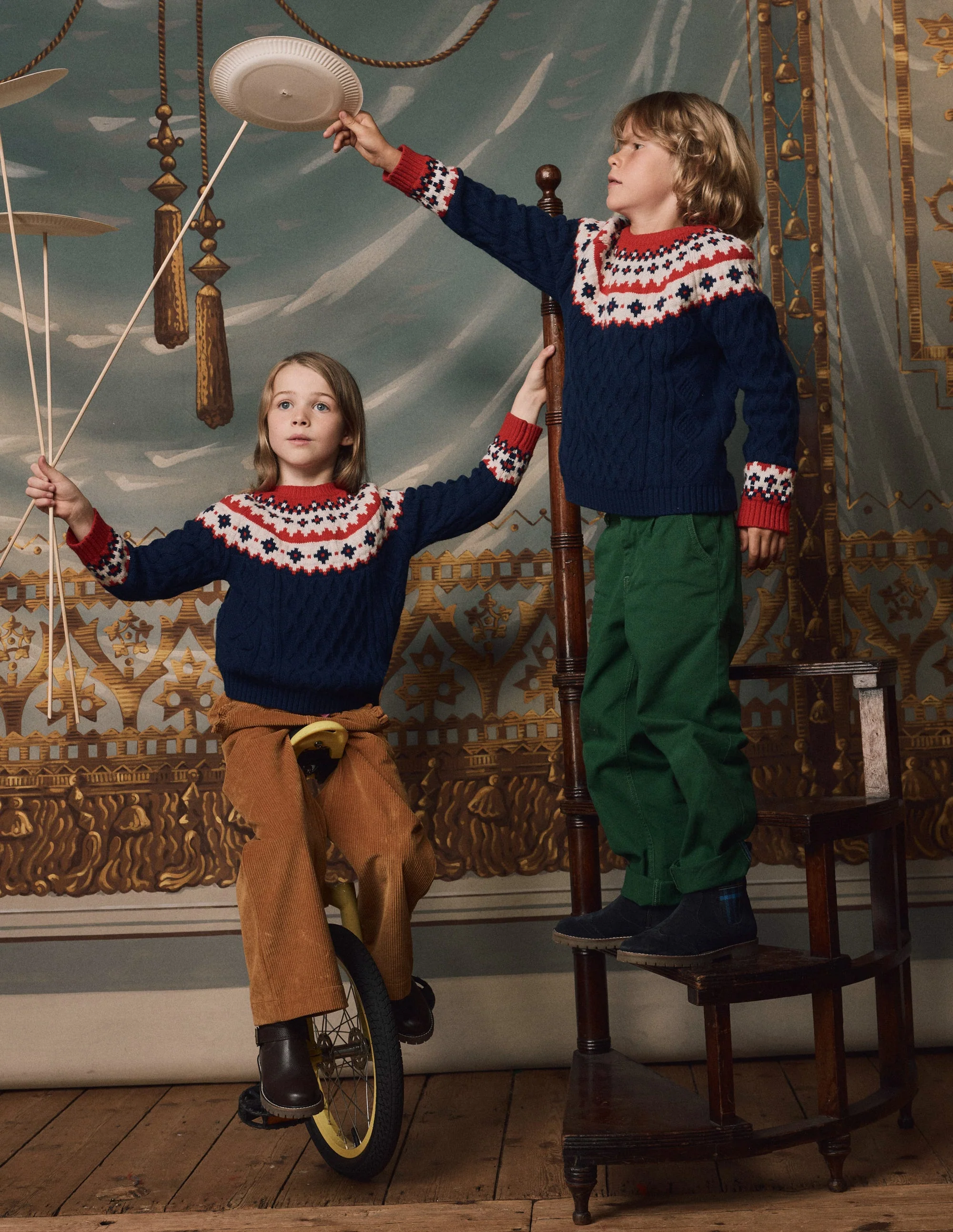Cable Fair Isle Sweater-Medieval Blue - Image 4
