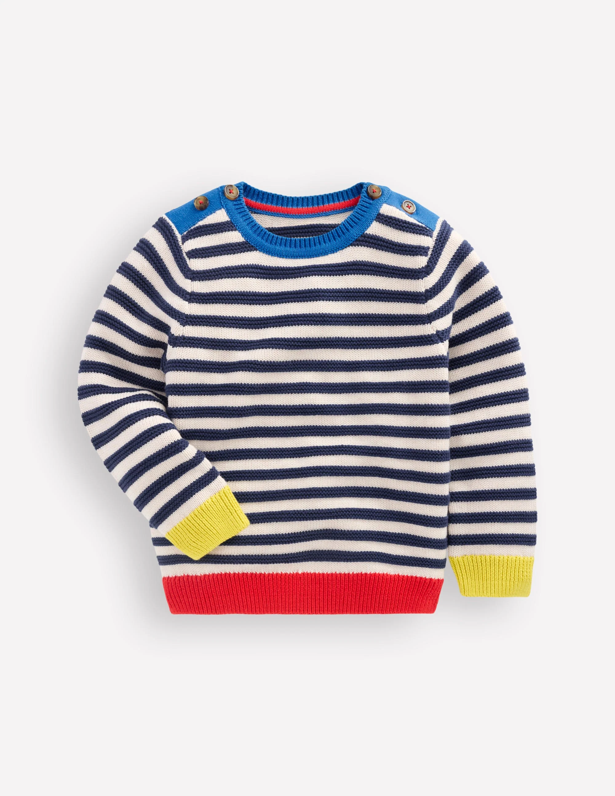 Chunky Sweater-Navy Marl and Ecru Stripe - Image 4