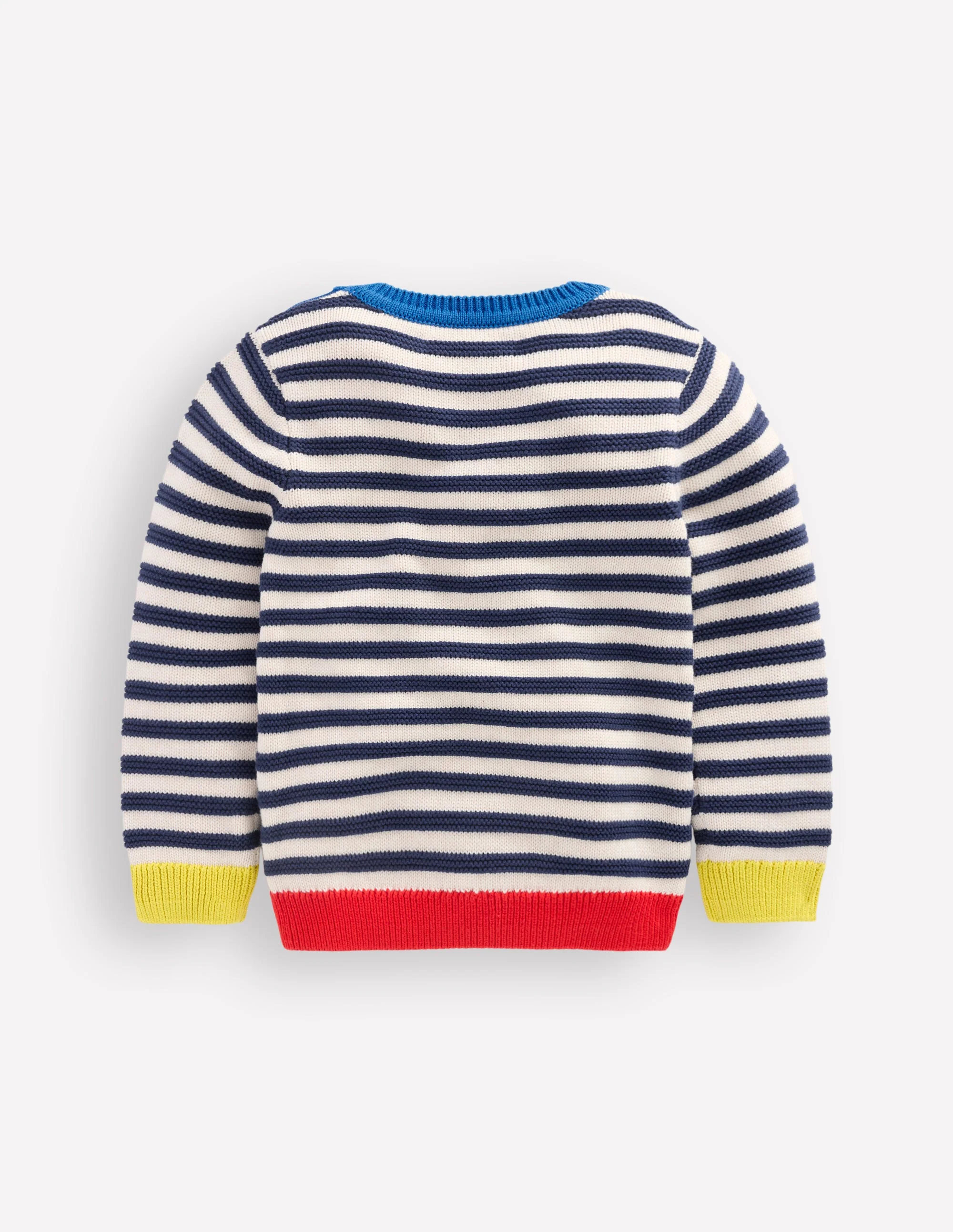 Chunky Sweater-Navy Marl and Ecru Stripe - Image 5