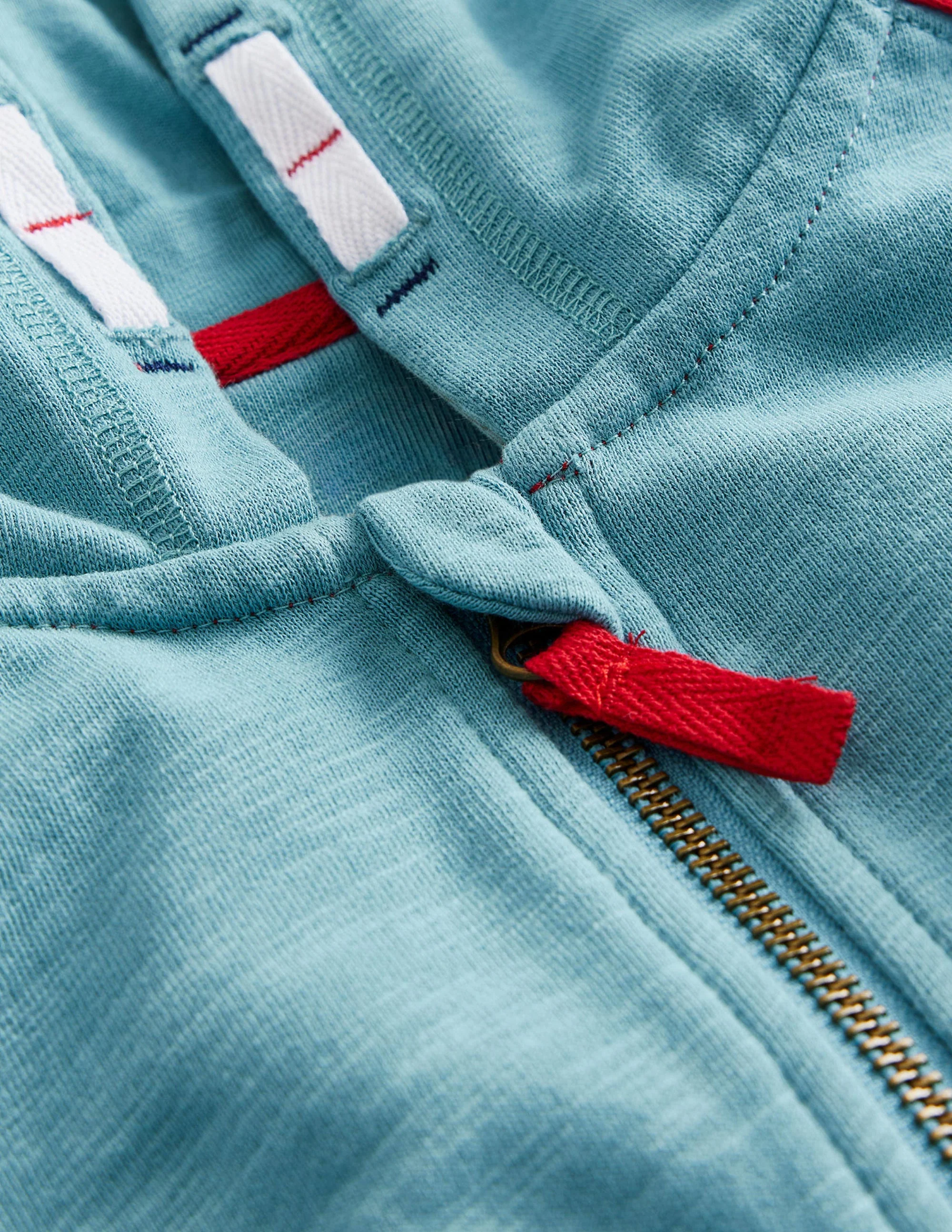 Colourblock Zip Hoodie-Duck Egg Blue/Poppy Red - Image 3
