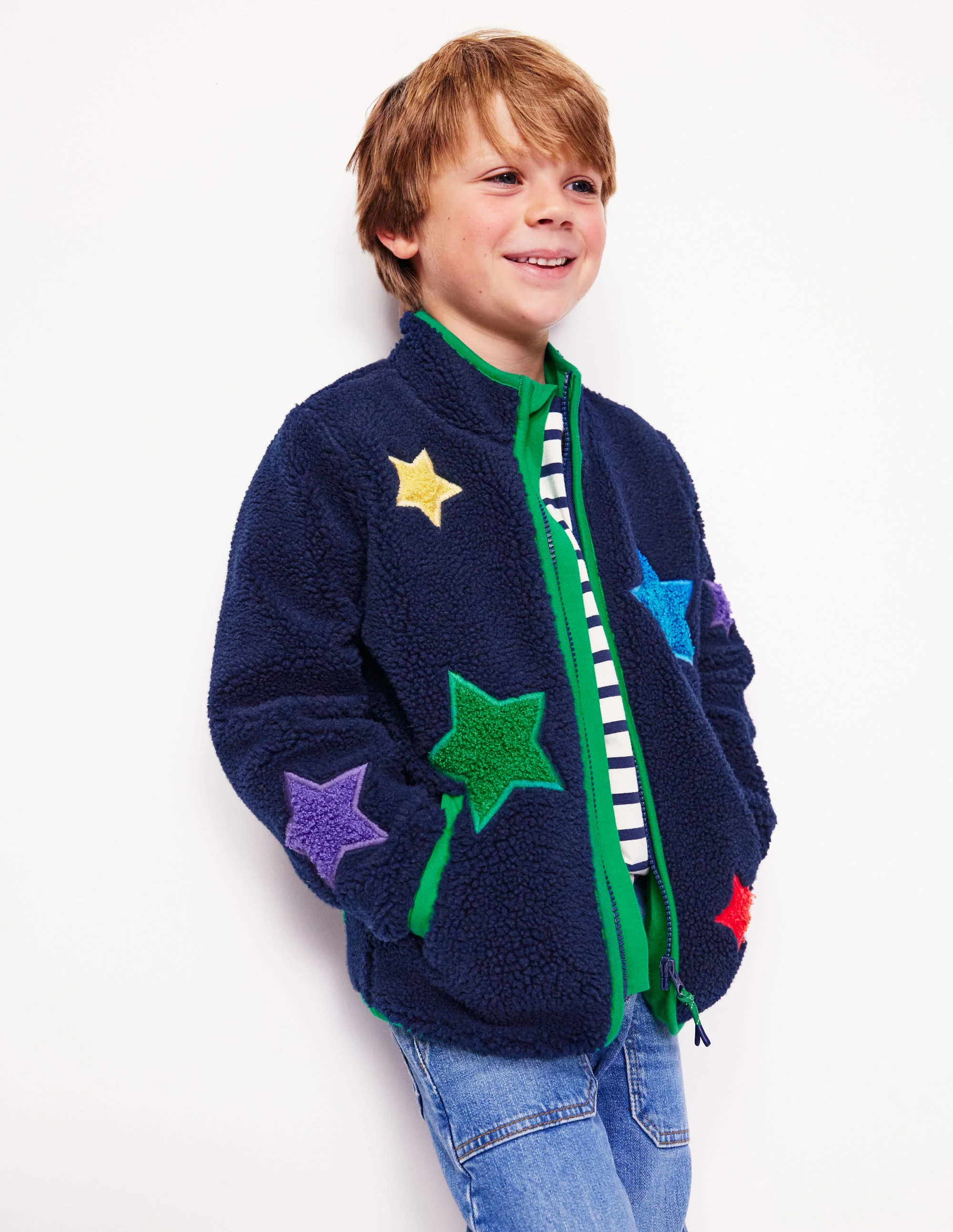 Cosy Borg Jacket-College Navy Star - Image 4