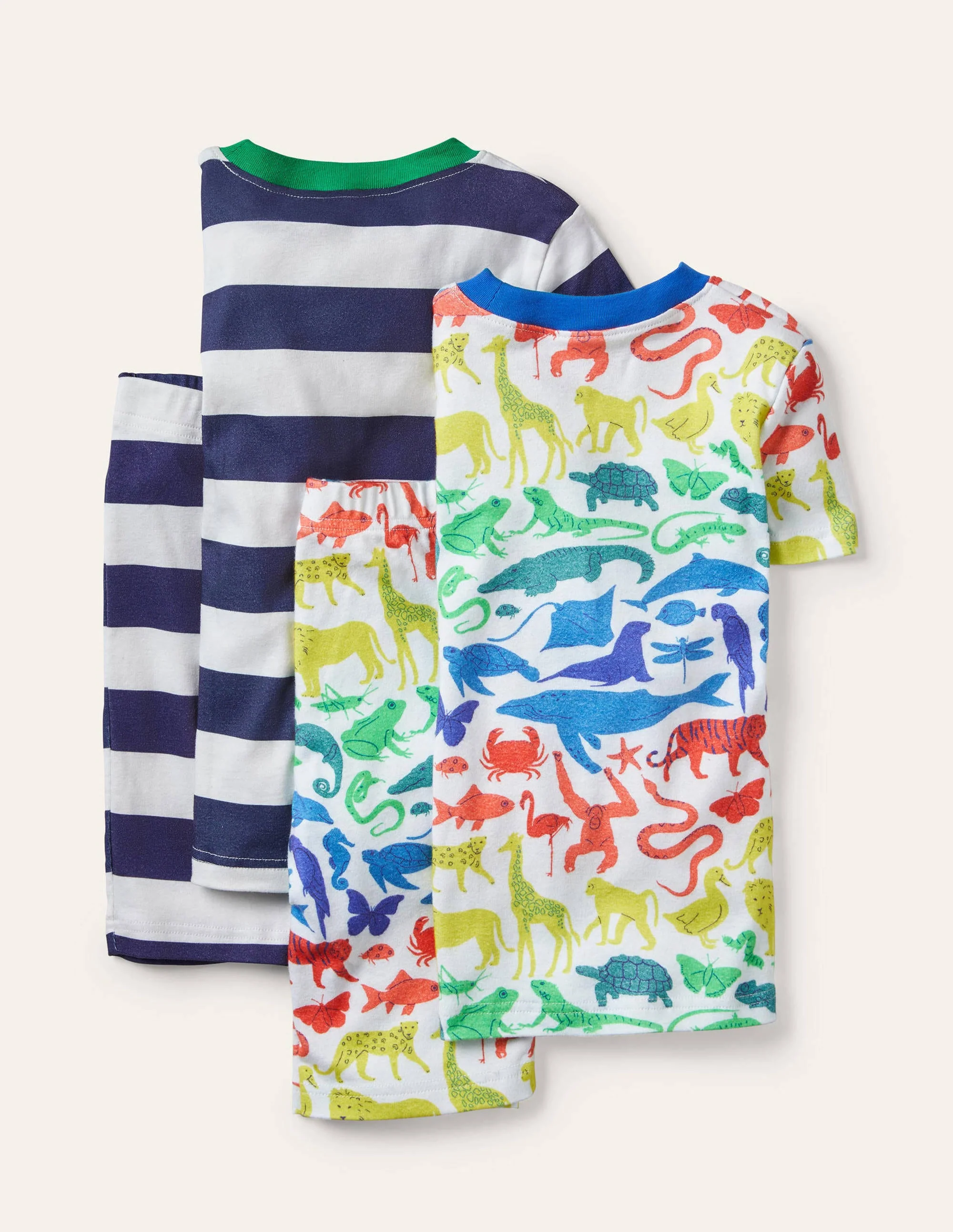 Cosy Twin Pack Short Pajamas-Ivory Rainbow Animals - Image 2