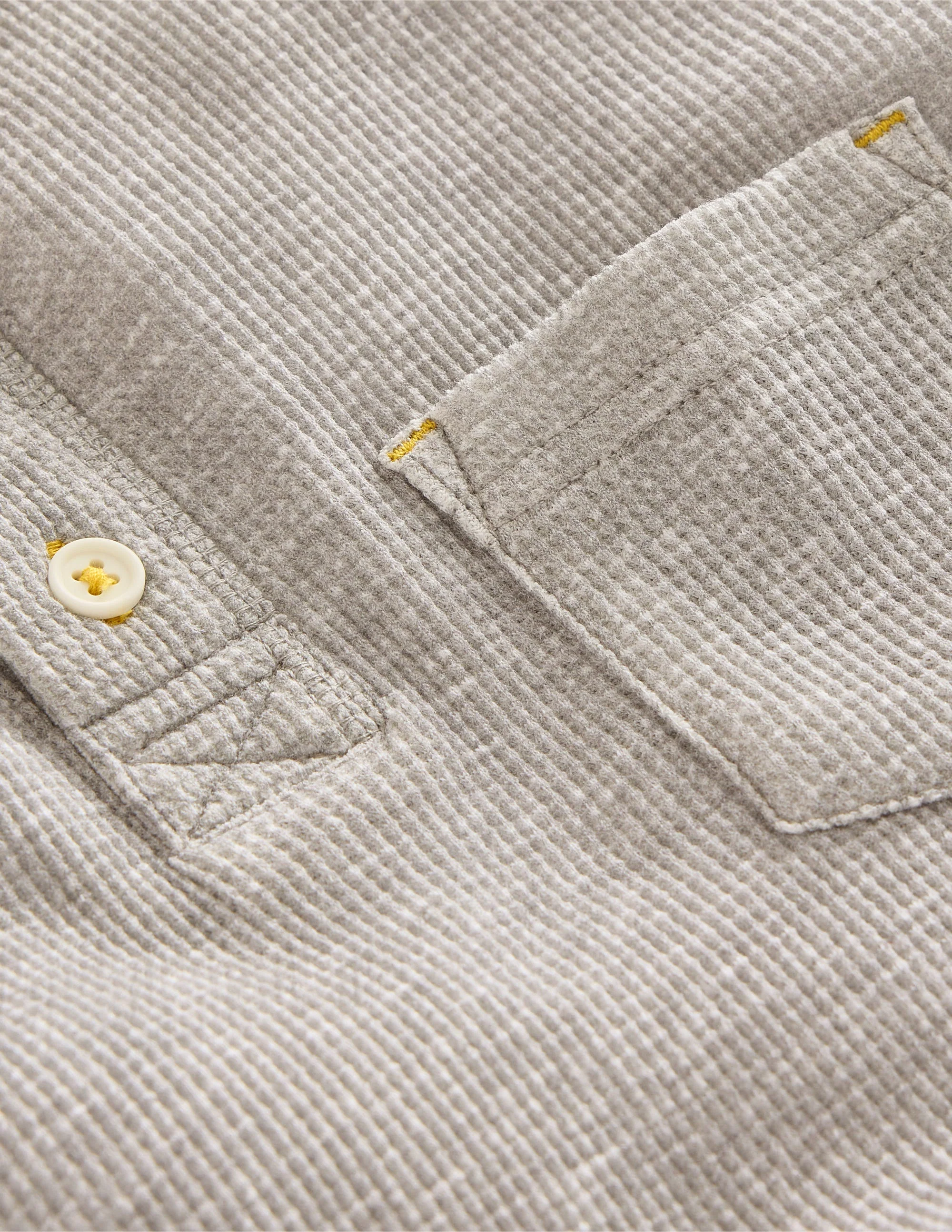 Cosy Waffle Henley T-Shirt-Grey Marl - Image 3
