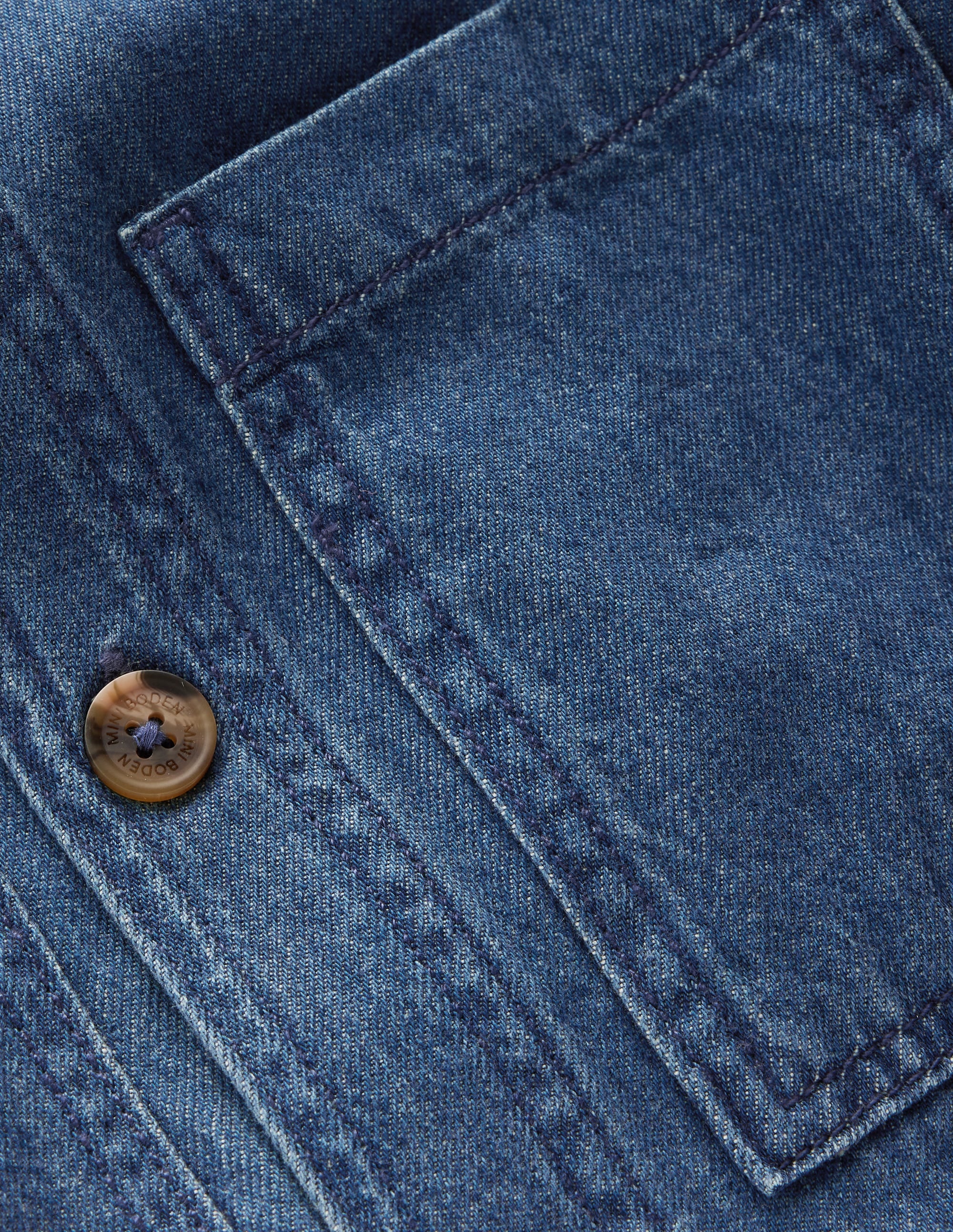 Cotton Front Pocket Overshirt-Mid Denim - Image 3