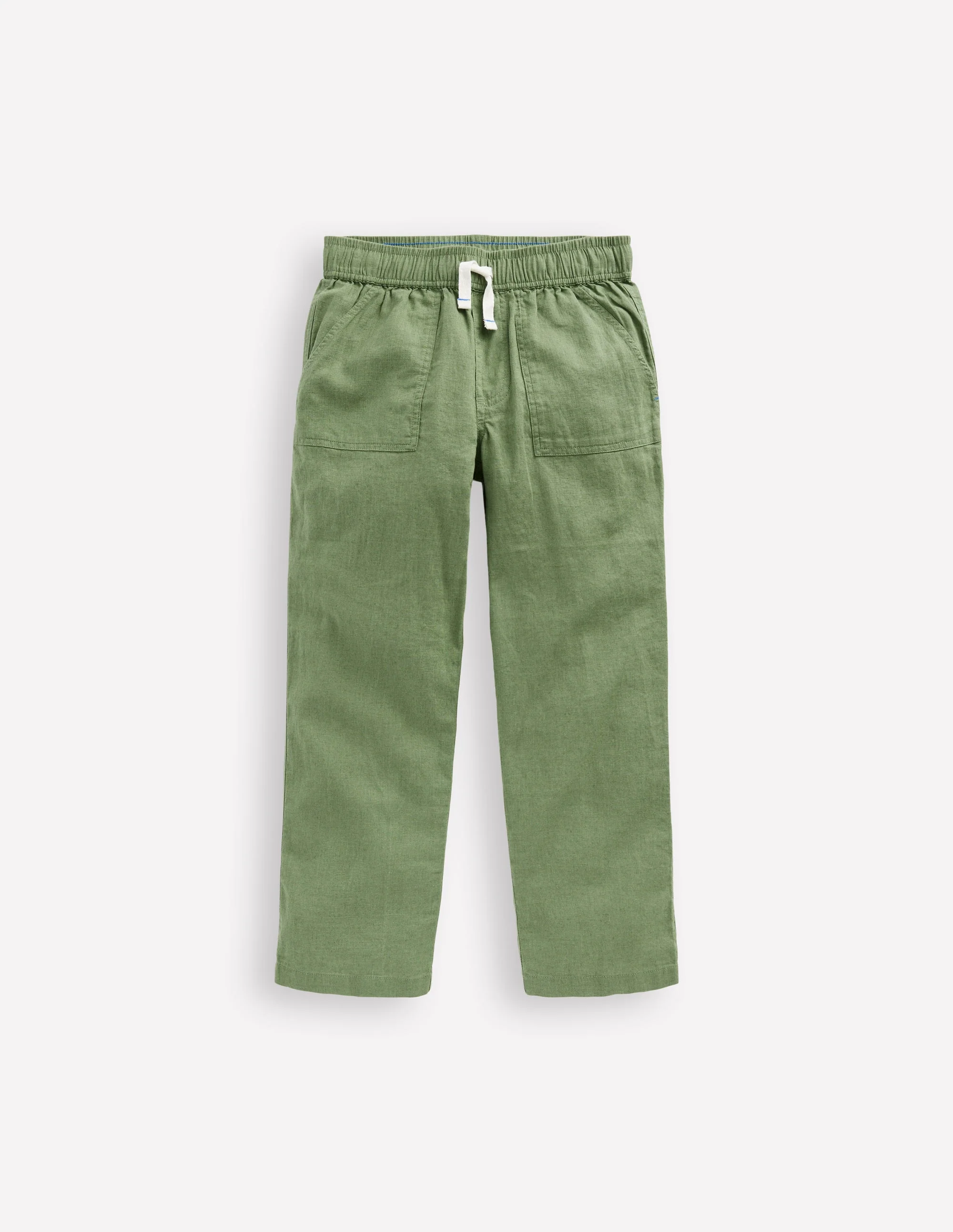 Cotton Linen Pull-On Pants-Newt Green