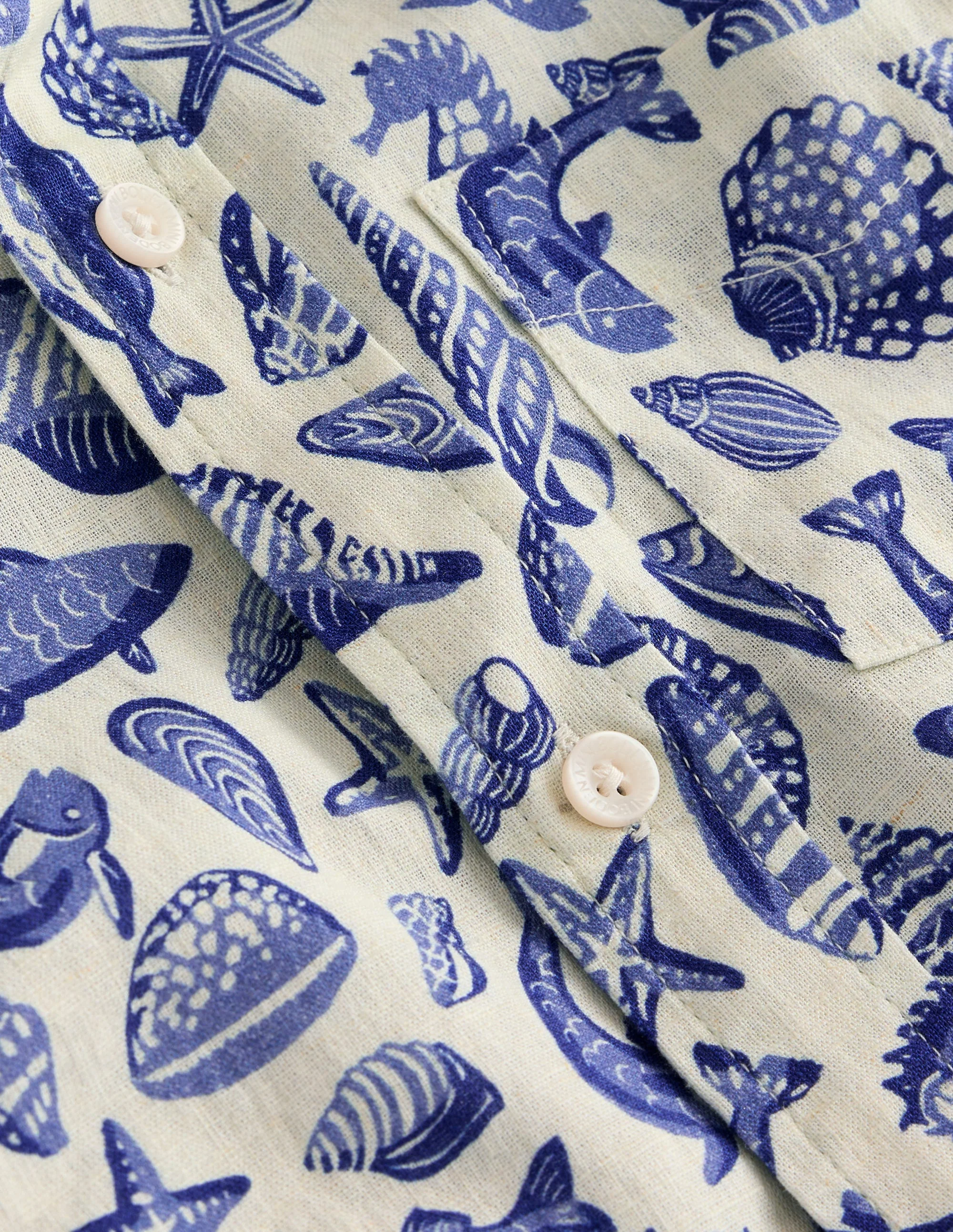Cotton Linen Shirt-Sapphire Blue Seashore - Image 3
