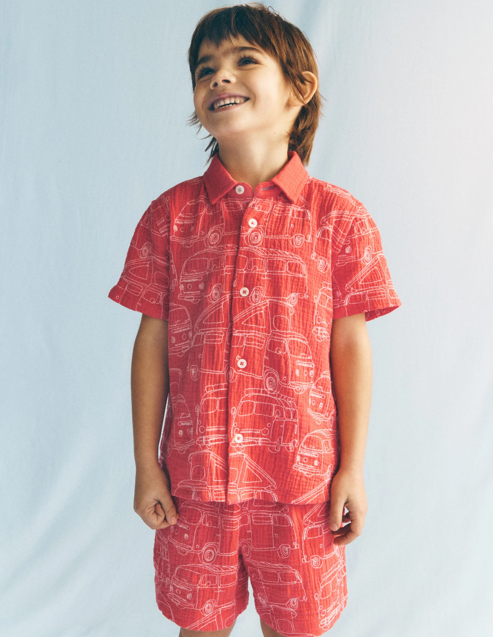 Double Cloth Shorts-Cayenne Embroidery