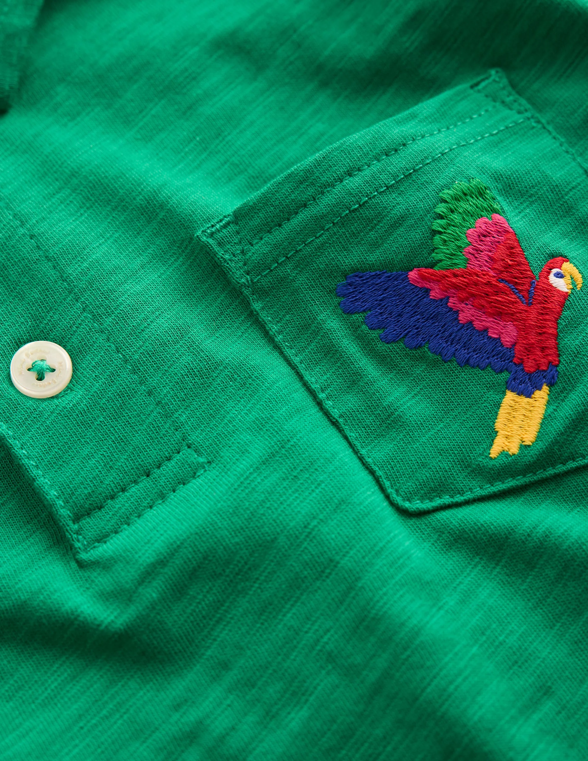 Embroidered Slub Polo Shirt-Shady Green Jungle - Image 3